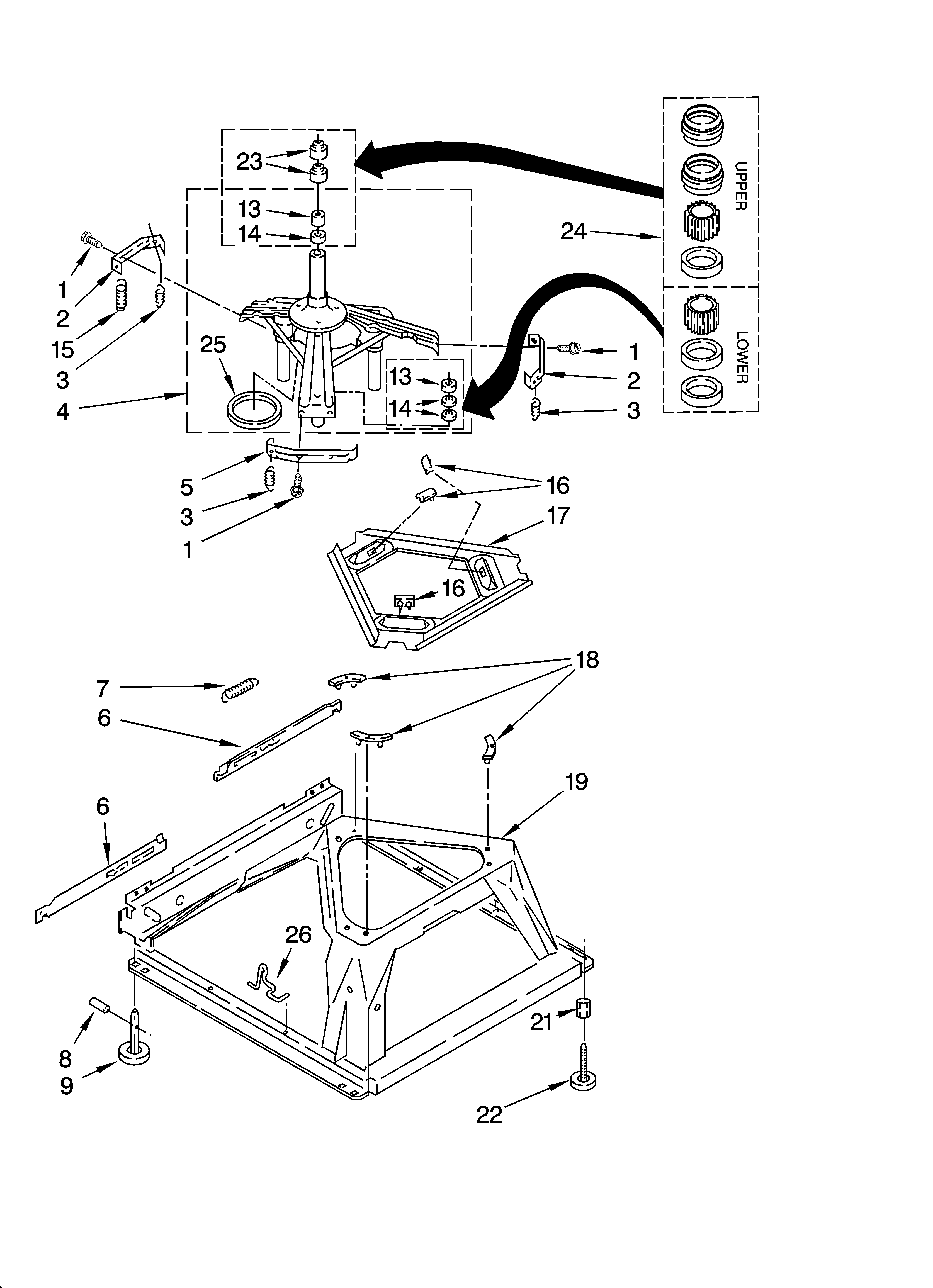 Whirlpool 7MLBR8444PT0 machine base parts diagram