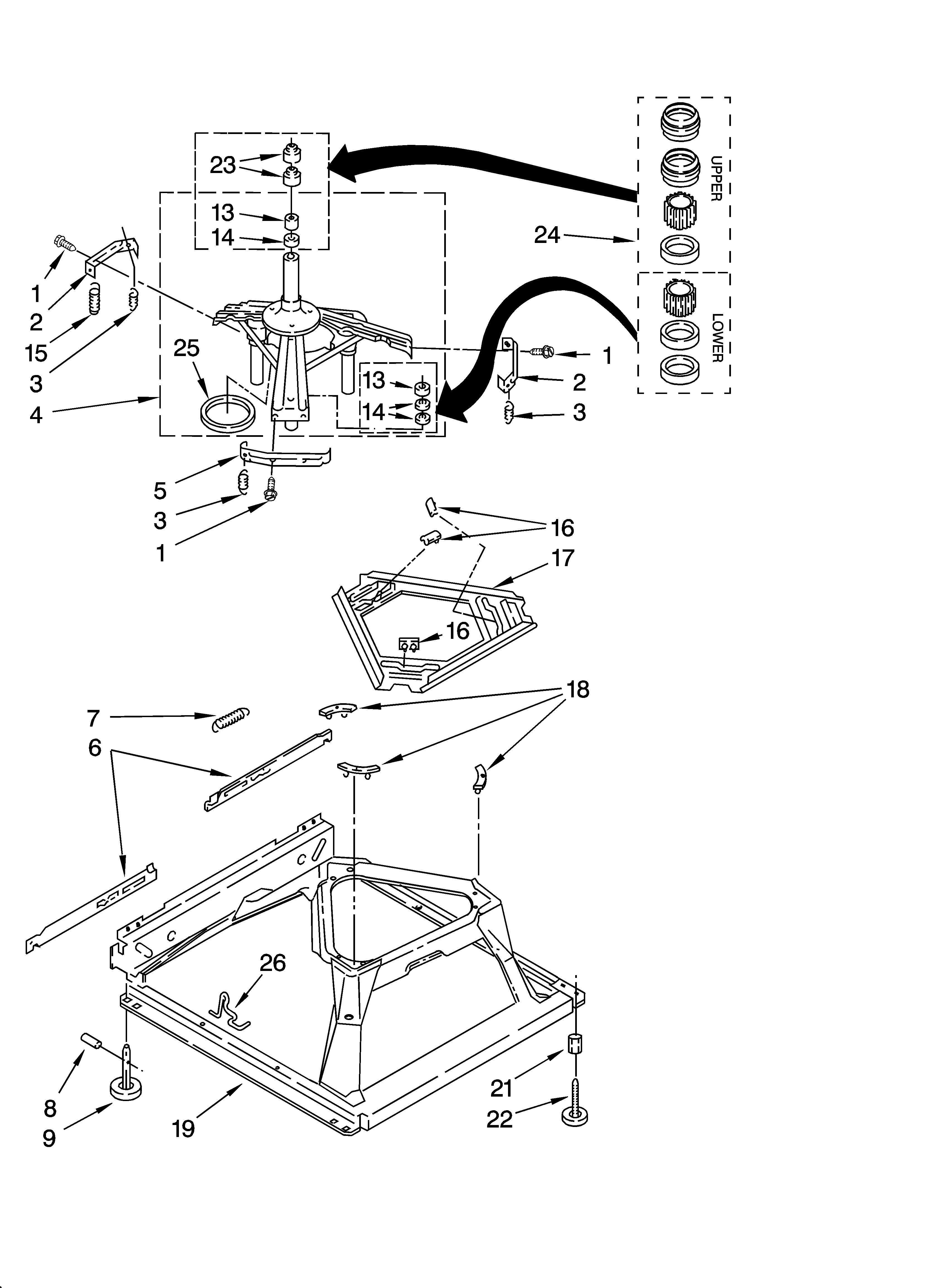 Whirlpool 7MLSC9000PW0 machine base parts diagram