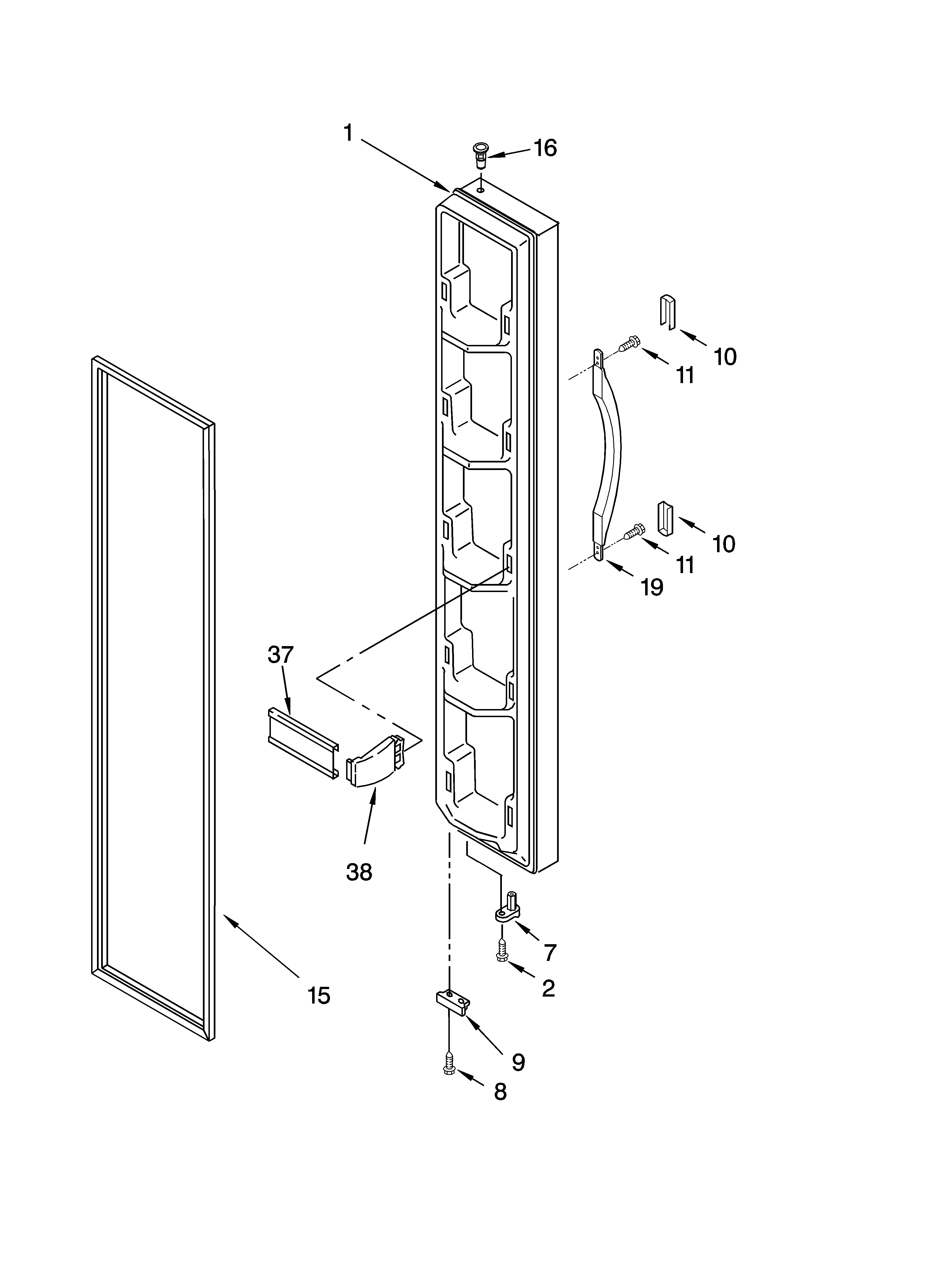 Whirlpool 8ED0GTKXKQ01 freezer door parts diagram