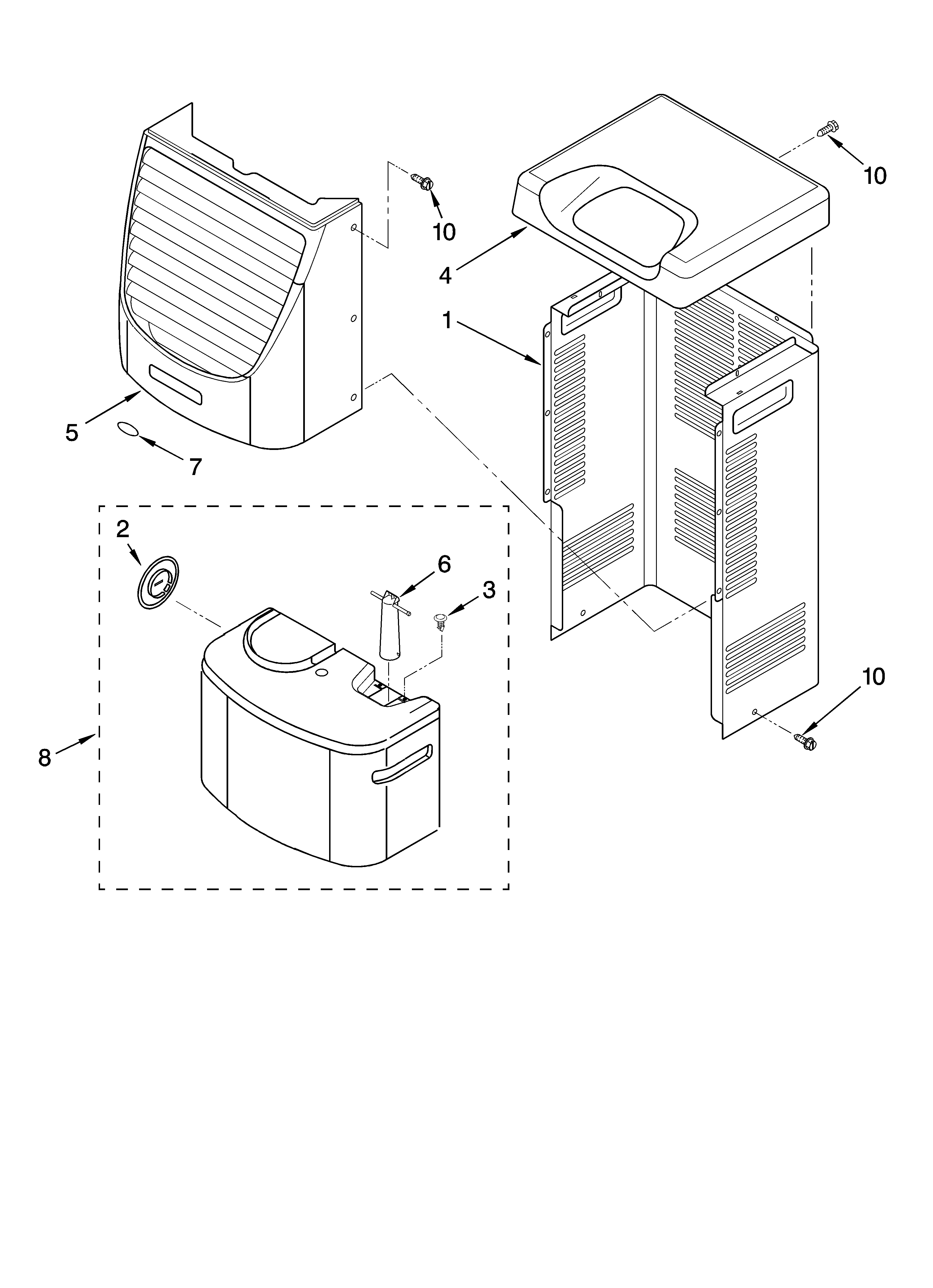Whirlpool AD50USR0 cabinet parts diagram