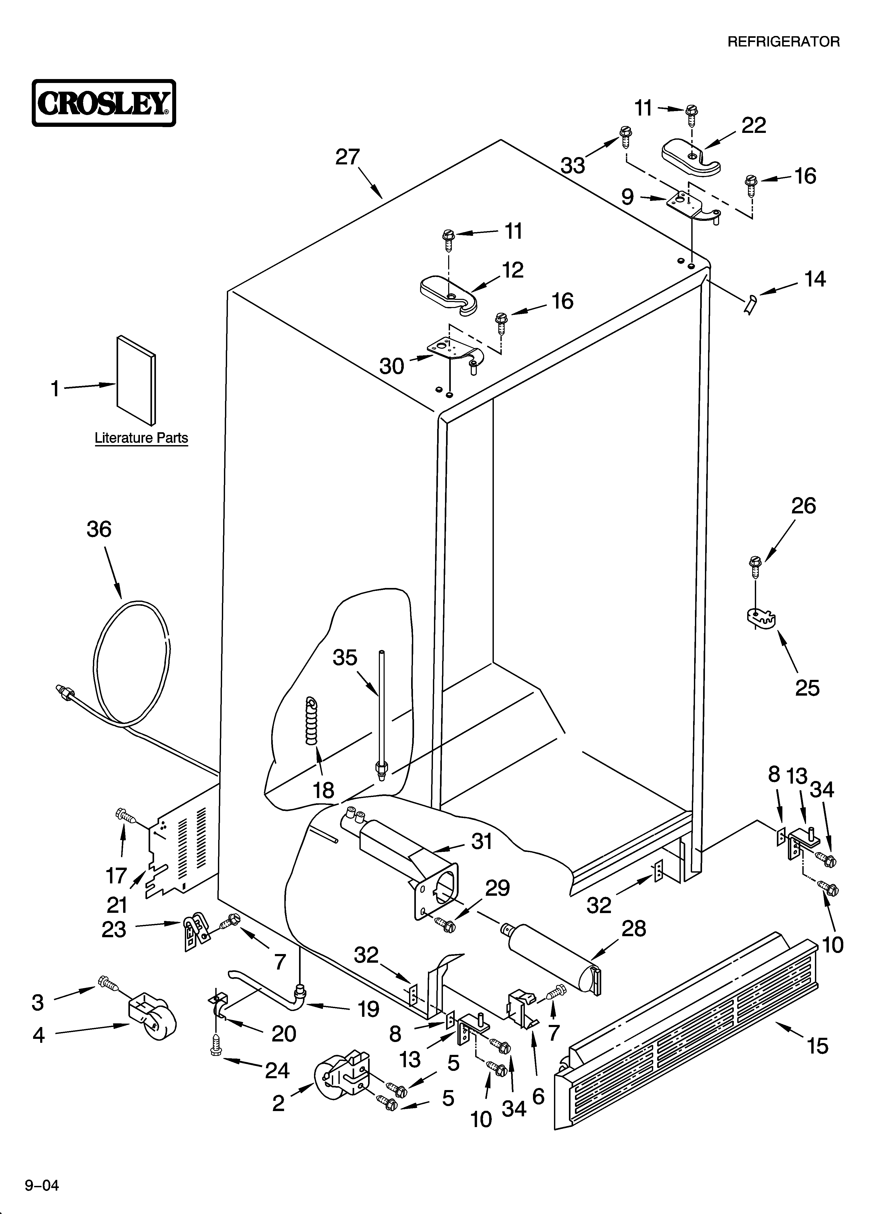 Crosley CS22AFXKS05 cabinet parts diagram