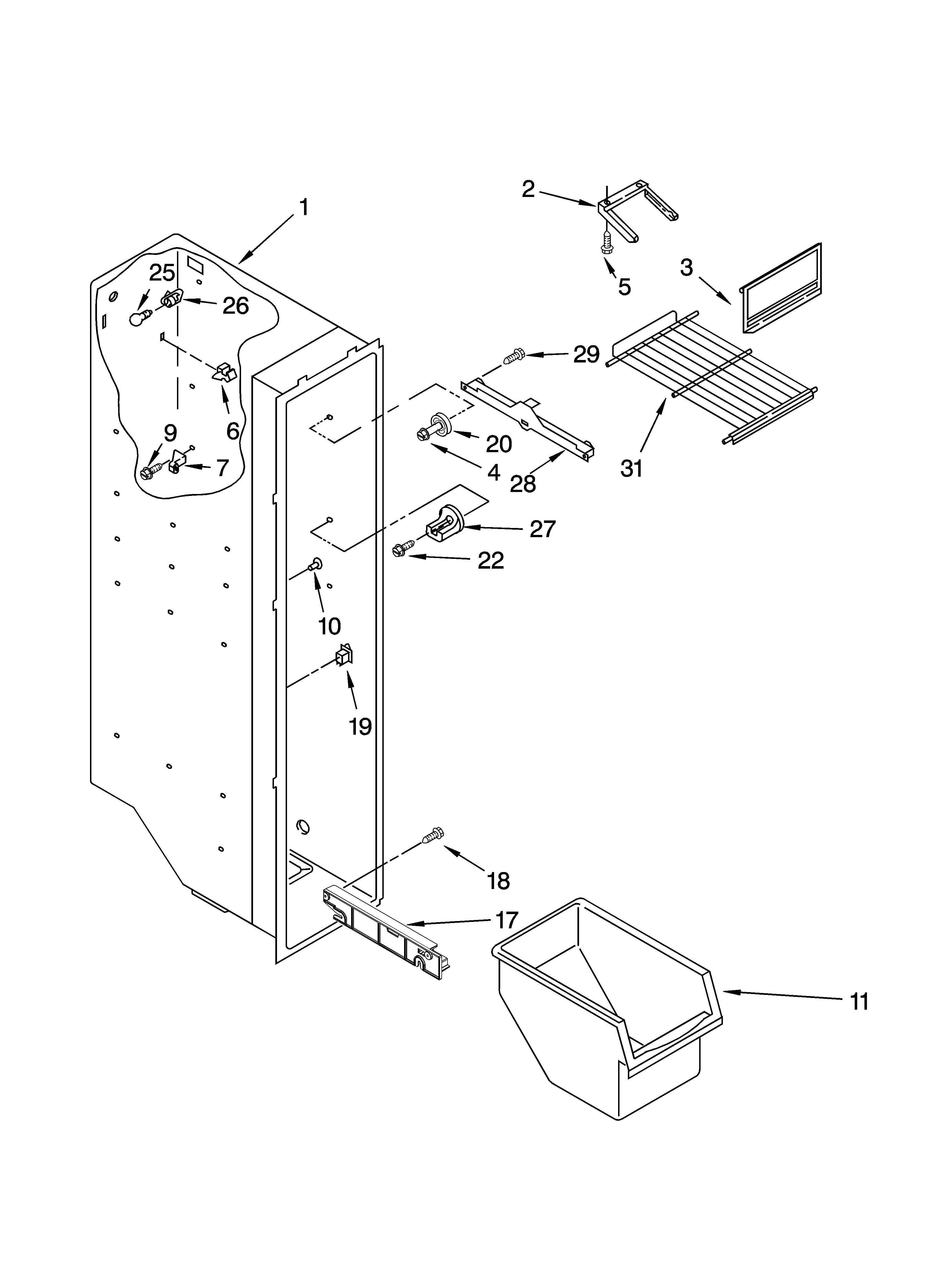 Crosley CS22AFXKS05 freezer liner parts diagram