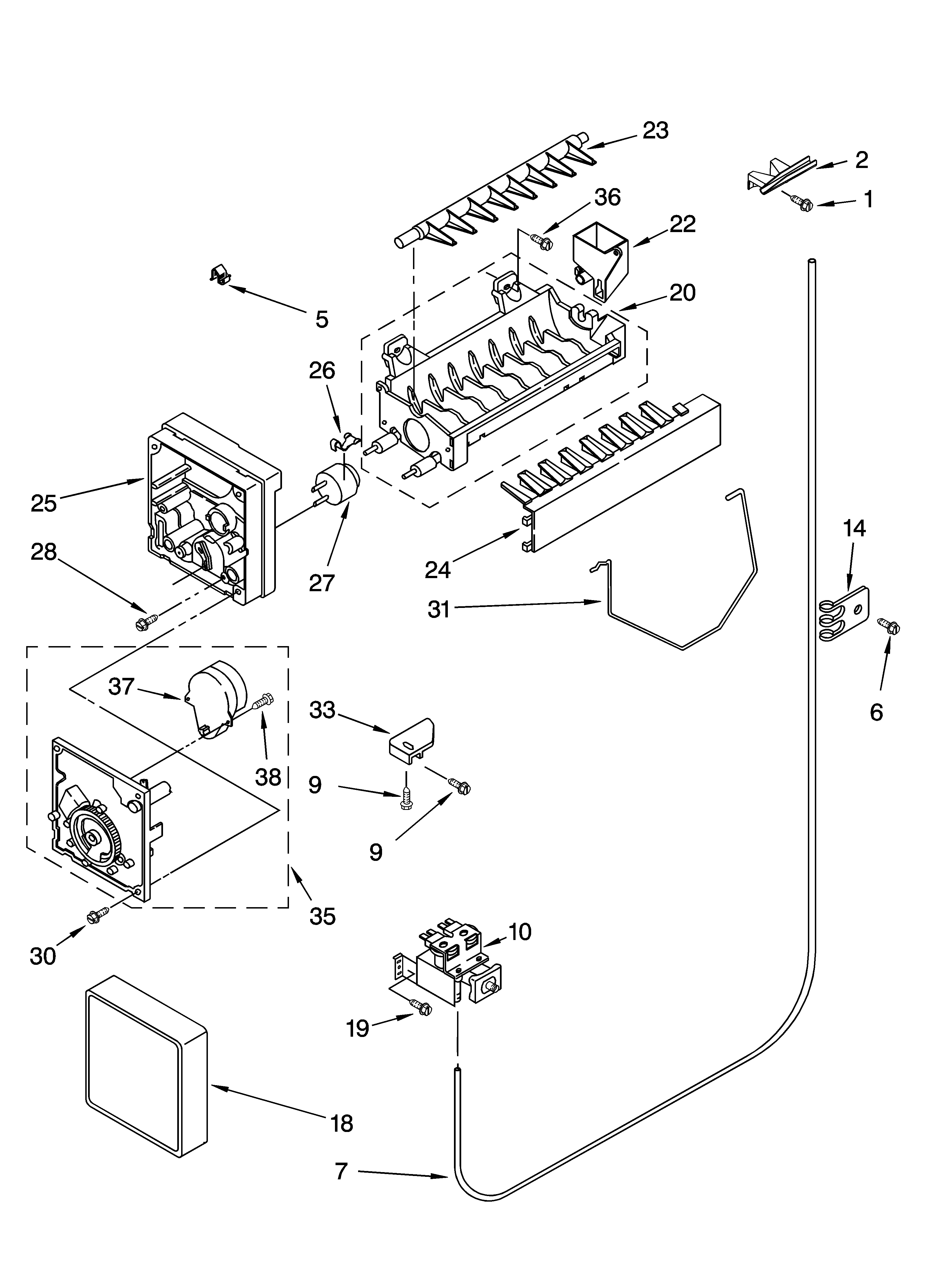 Crosley CS22AFXKS05 icemaker parts, optional parts diagram