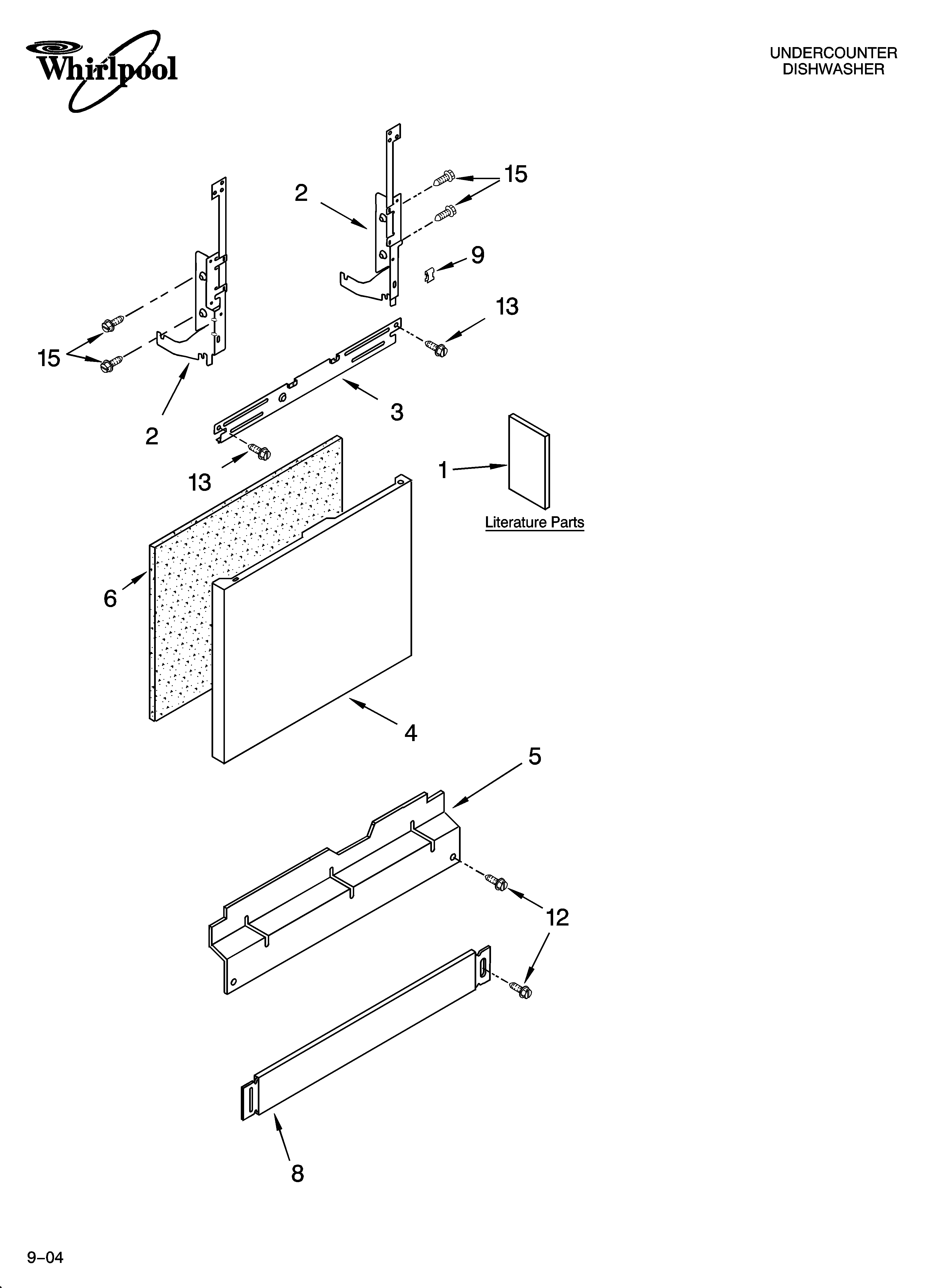 Whirlpool DUL240XTPT1 door and panel parts diagram