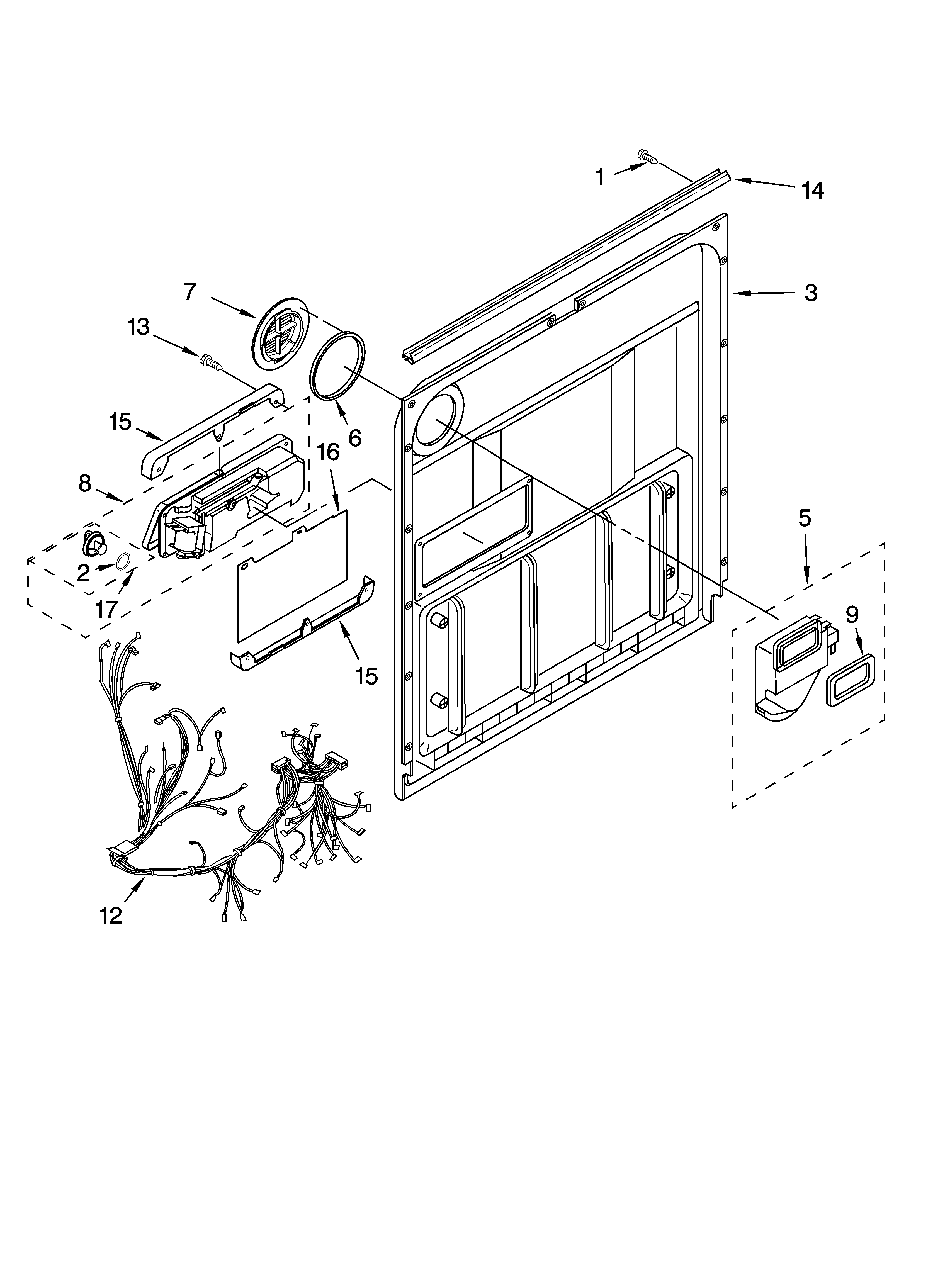 Whirlpool DUL240XTPT1 door and latch parts diagram