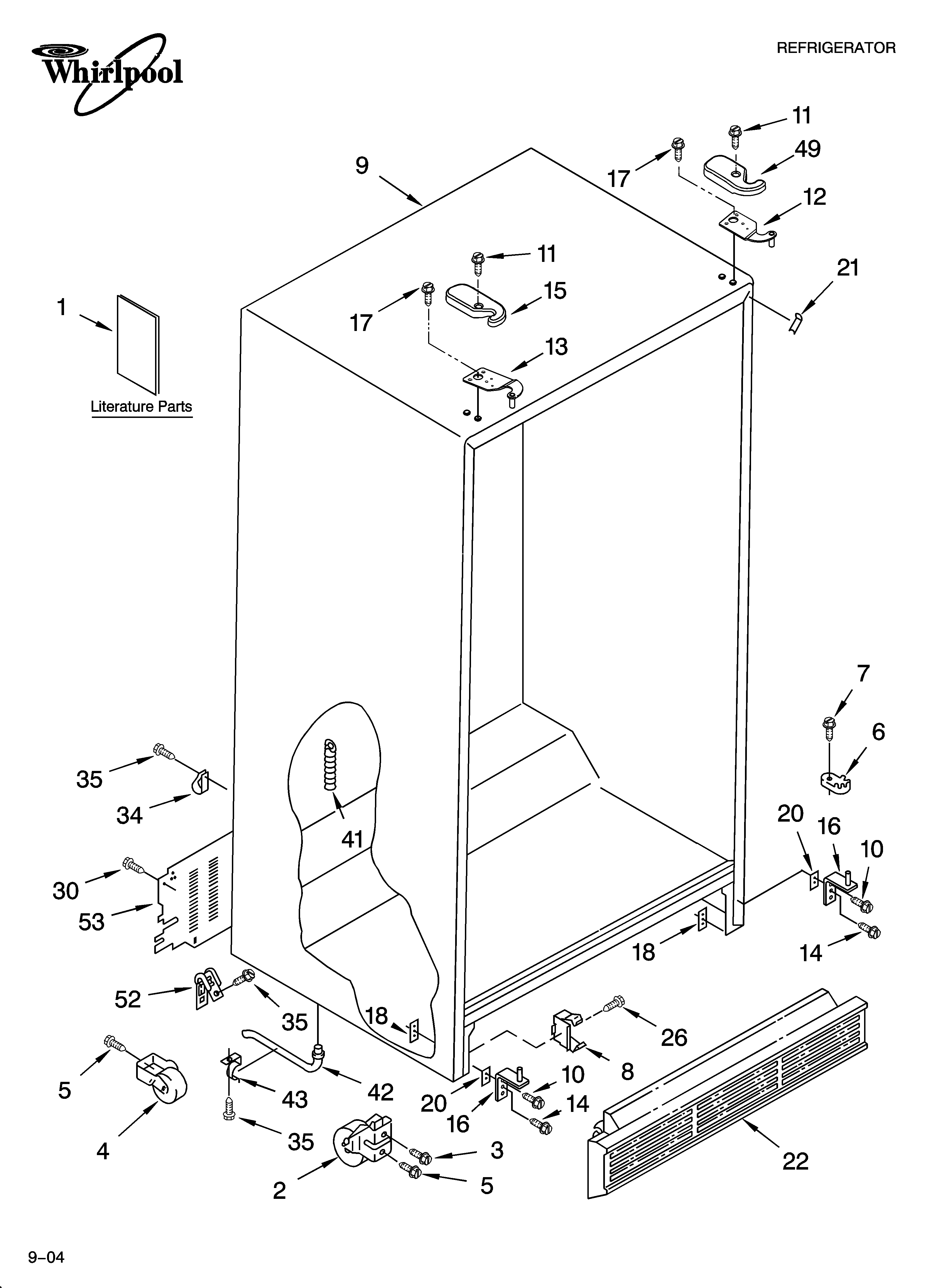 Whirlpool ED0GTKXMT00 cabinet parts diagram