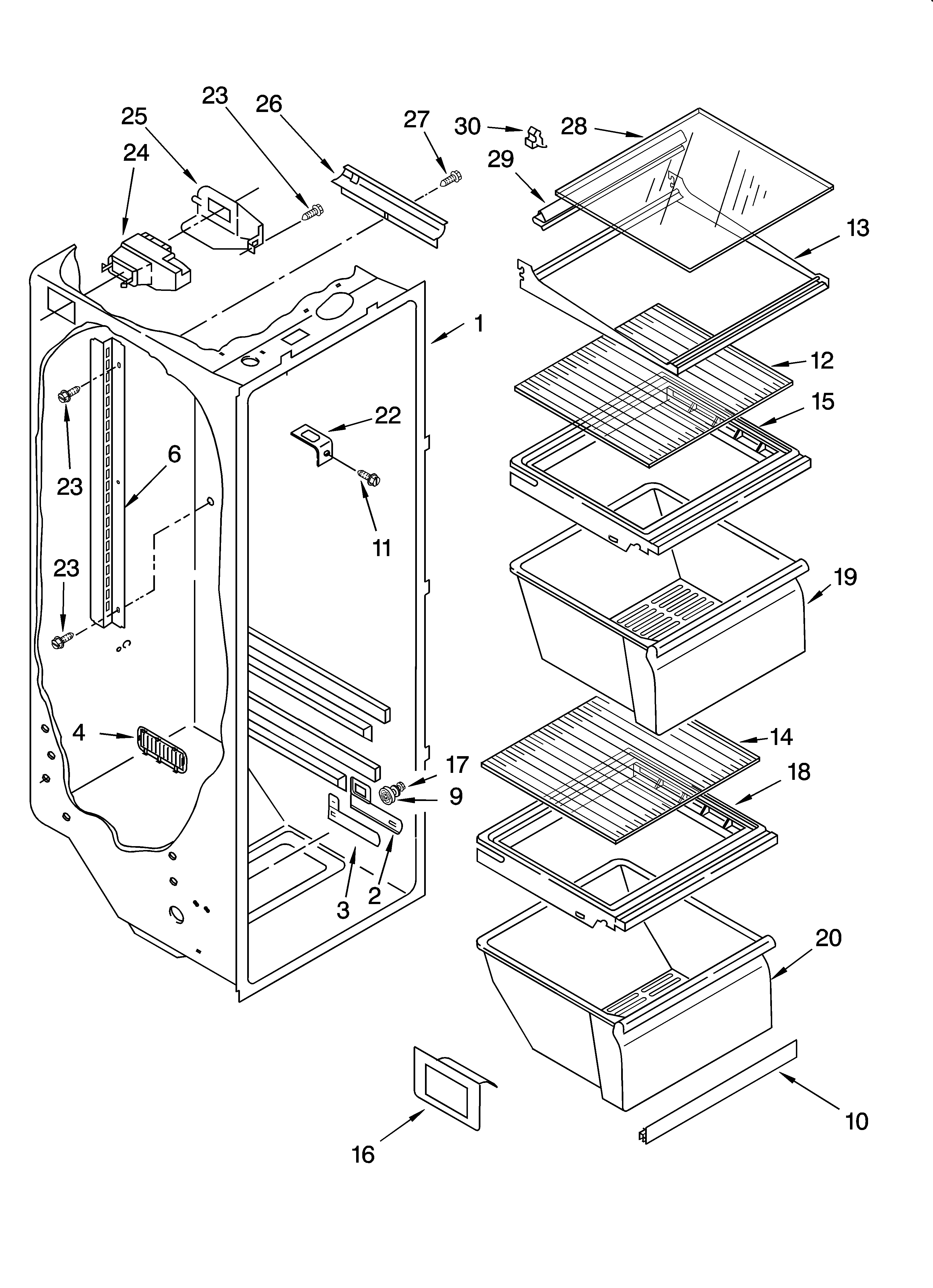Whirlpool ED0GTKXMT00 refrigerator liner parts diagram