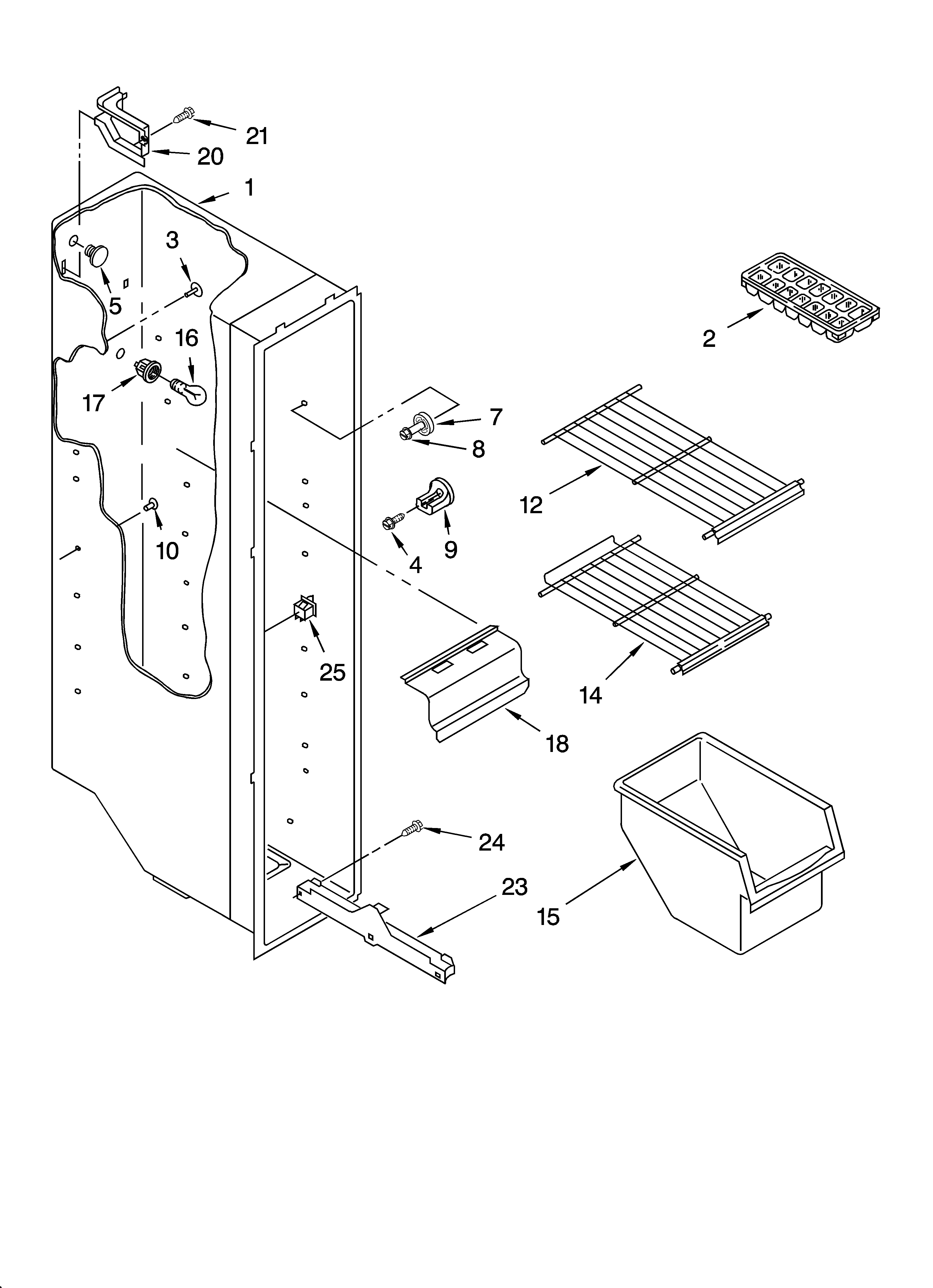 Whirlpool ED0GTKXMT00 freezer liner parts diagram