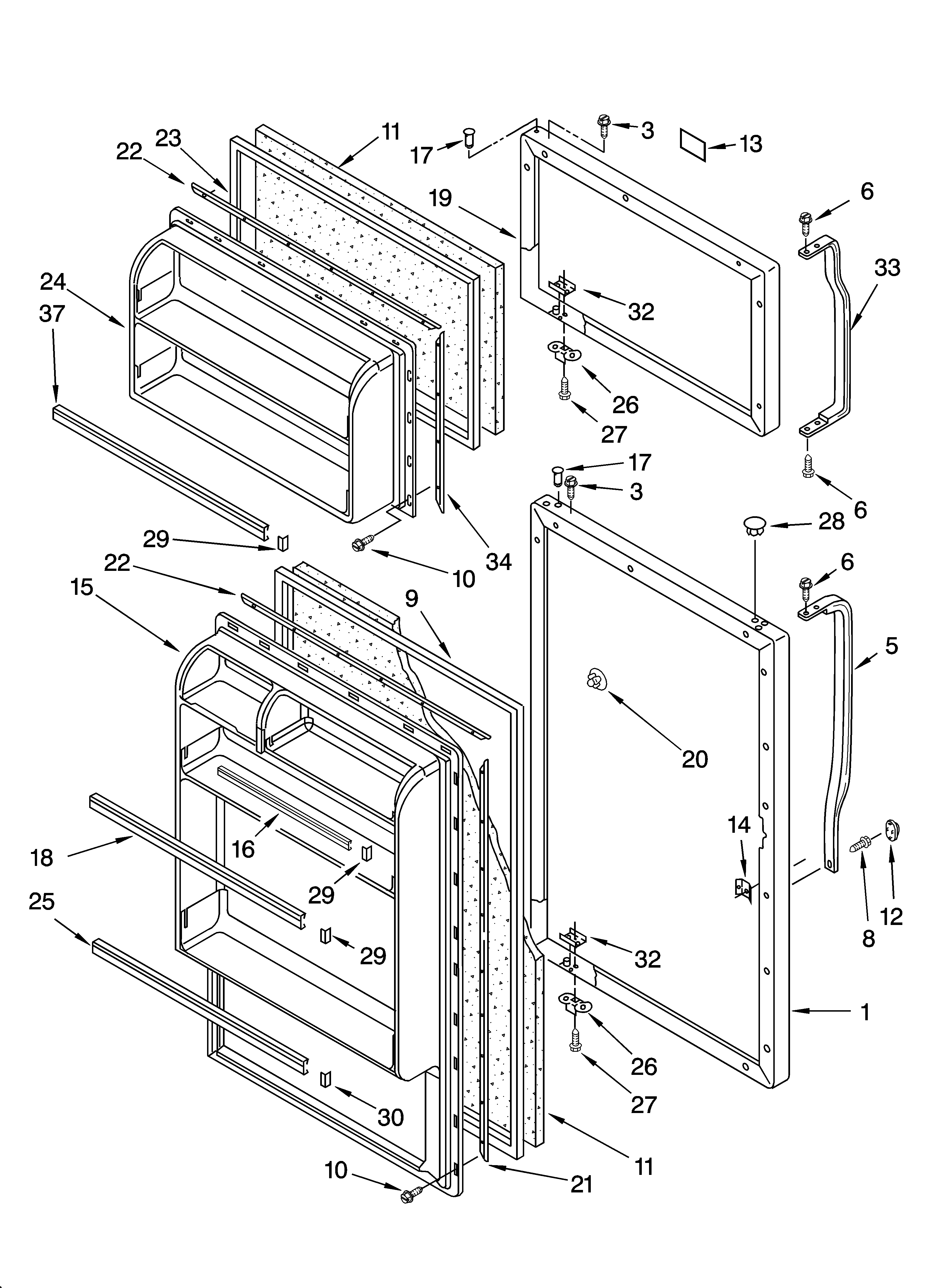 Whirlpool ET4WSMXKQ04 door parts diagram