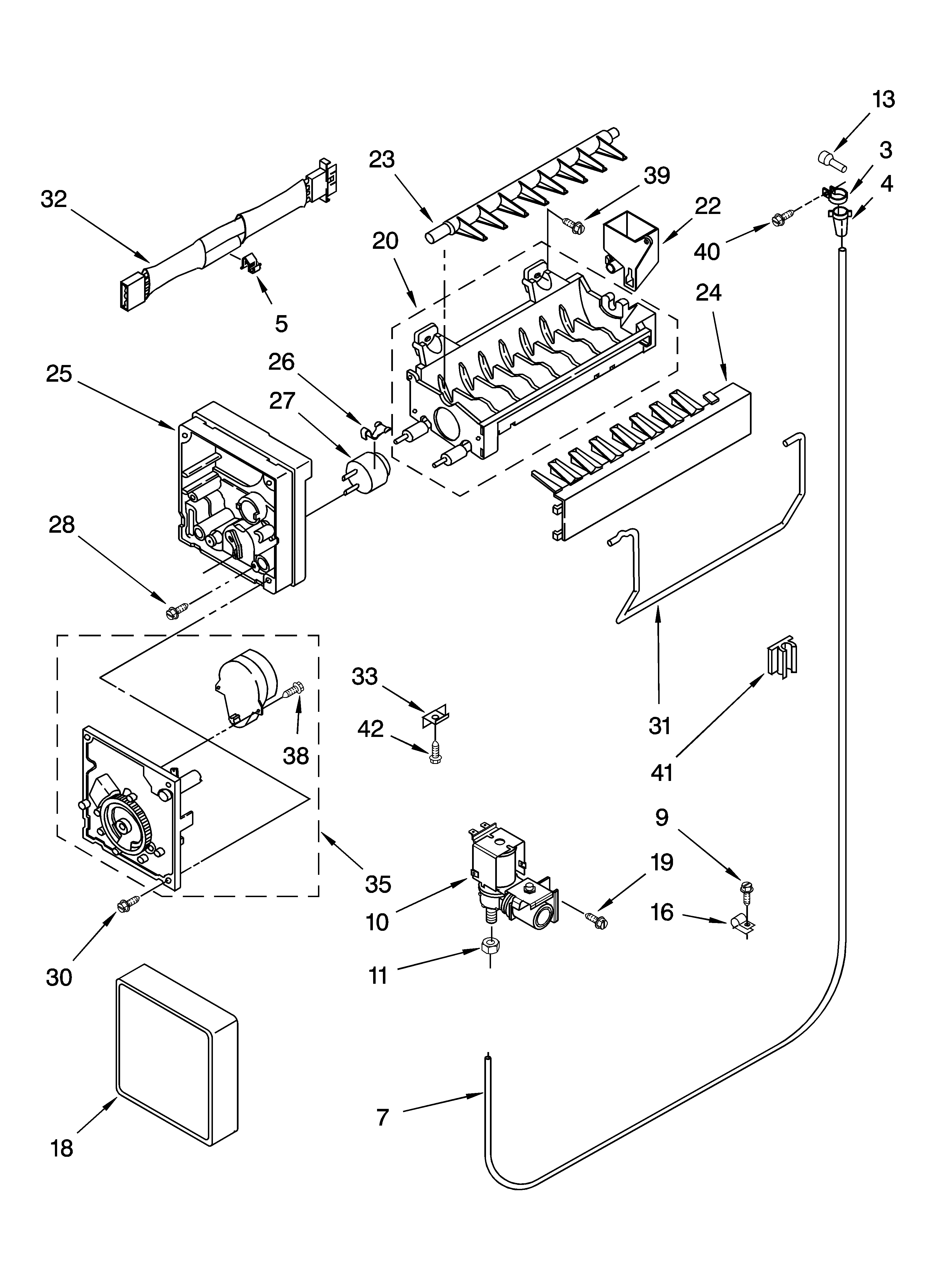 Whirlpool ET4WSMXKQ04 icemaker parts diagram