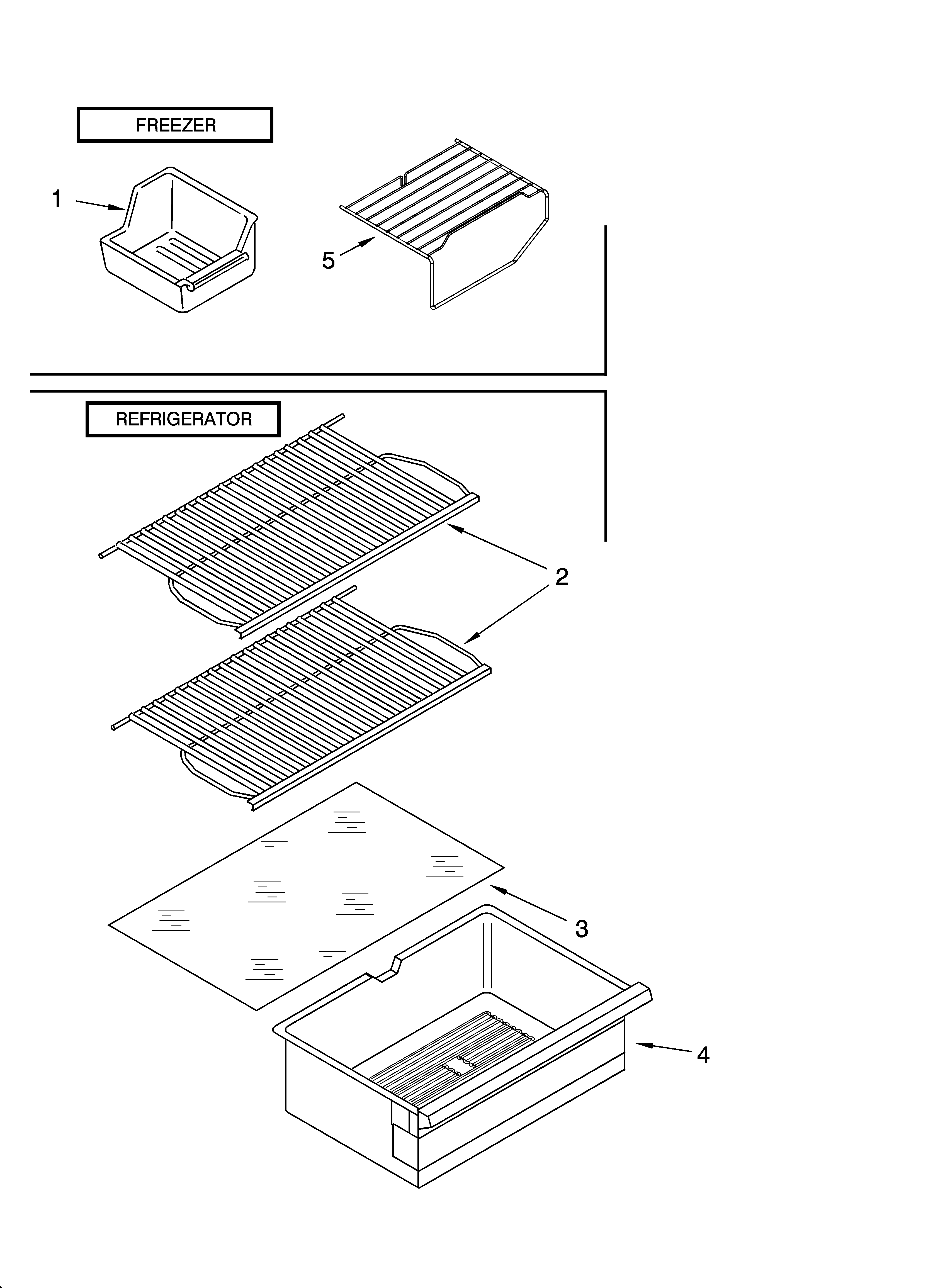 Whirlpool ET4WSMXKQ04 shelf parts, optional parts diagram
