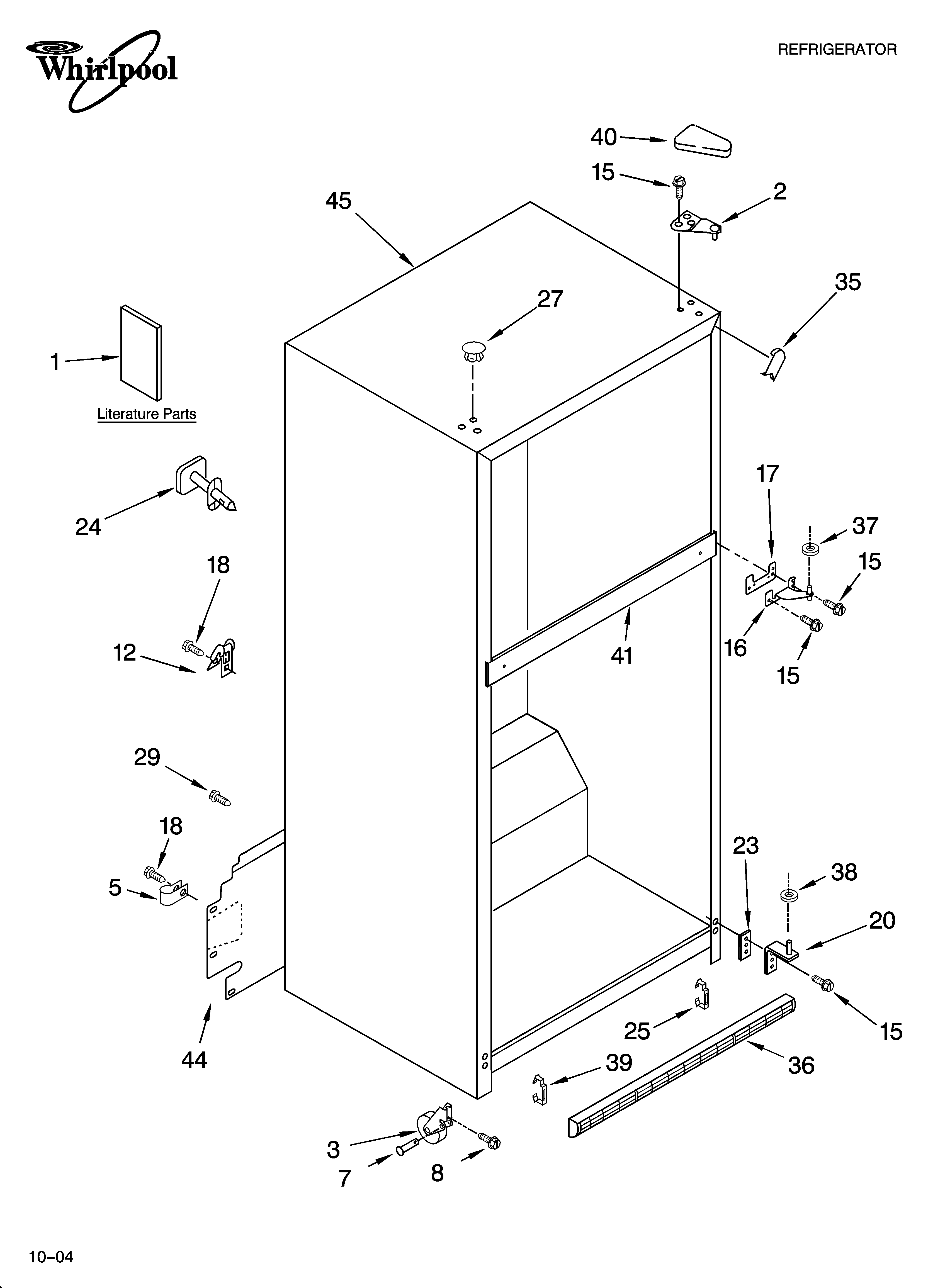 Whirlpool ET8WTKXKQ06 cabinet parts diagram