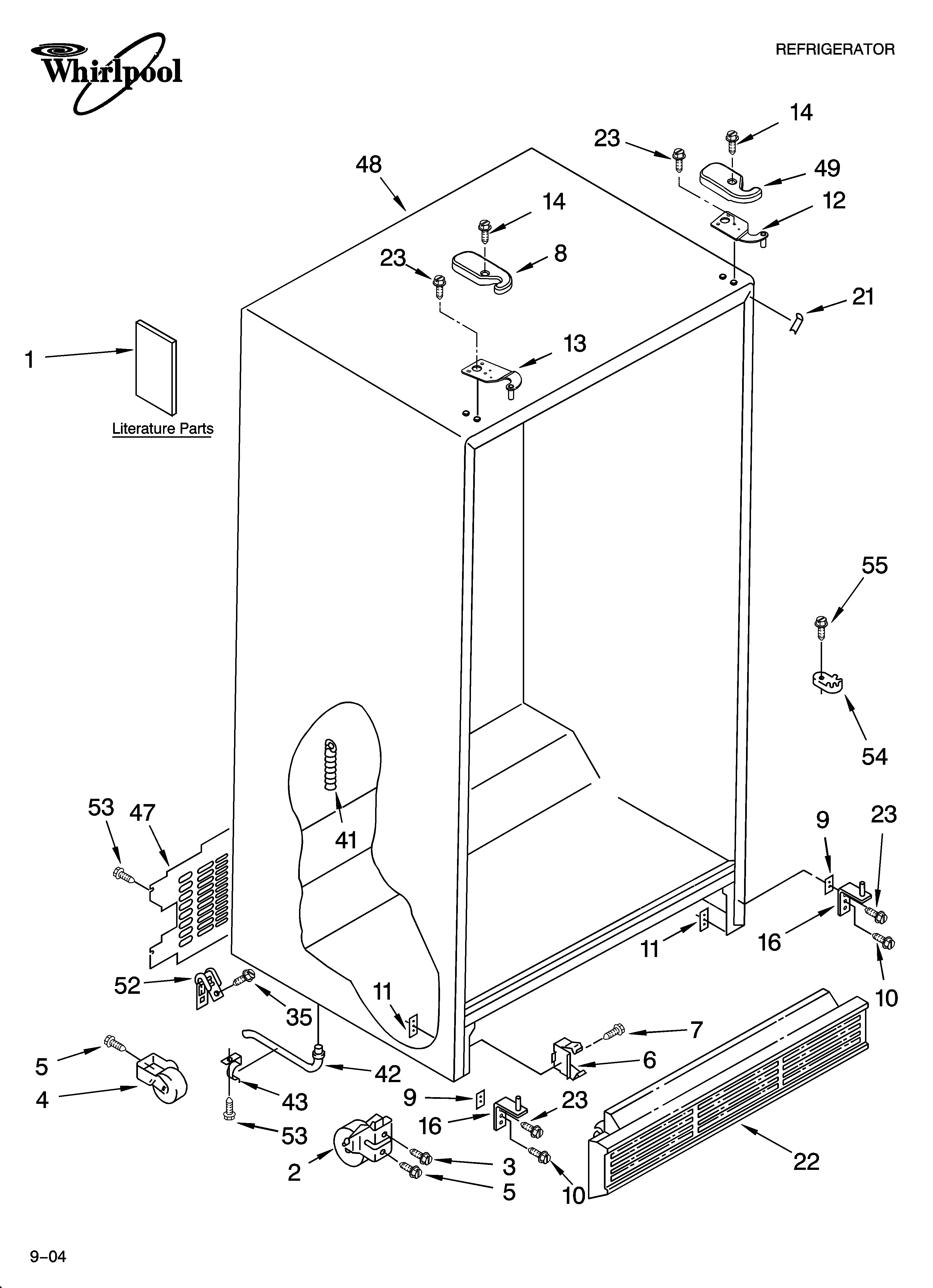 Whirlpool GD2SHKXKQ02 cabinet parts diagram