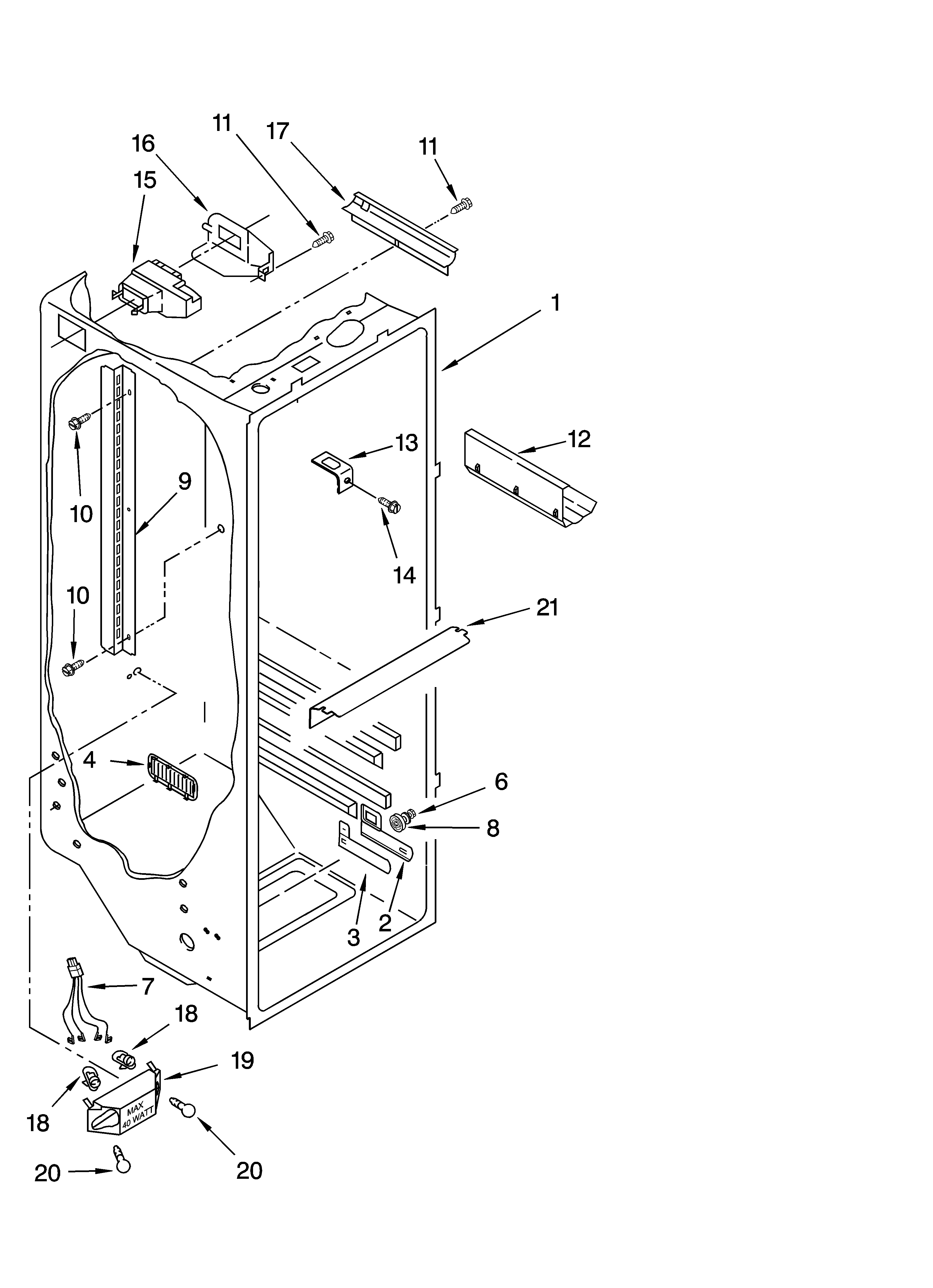 Whirlpool GD2SHKXKQ02 refrigerator liner parts diagram