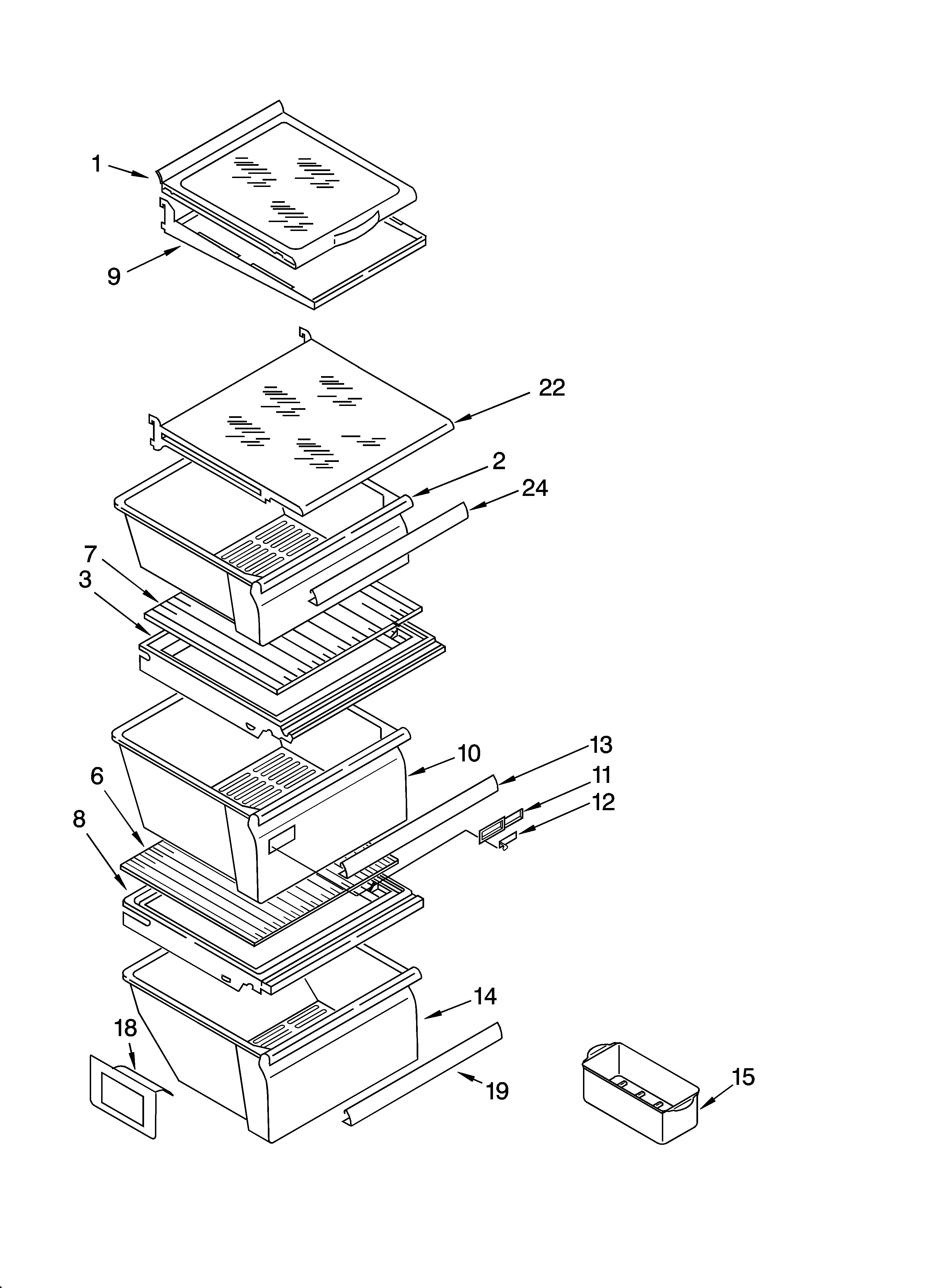 Whirlpool GD2SHKXKQ02 refrigerator shelf parts diagram