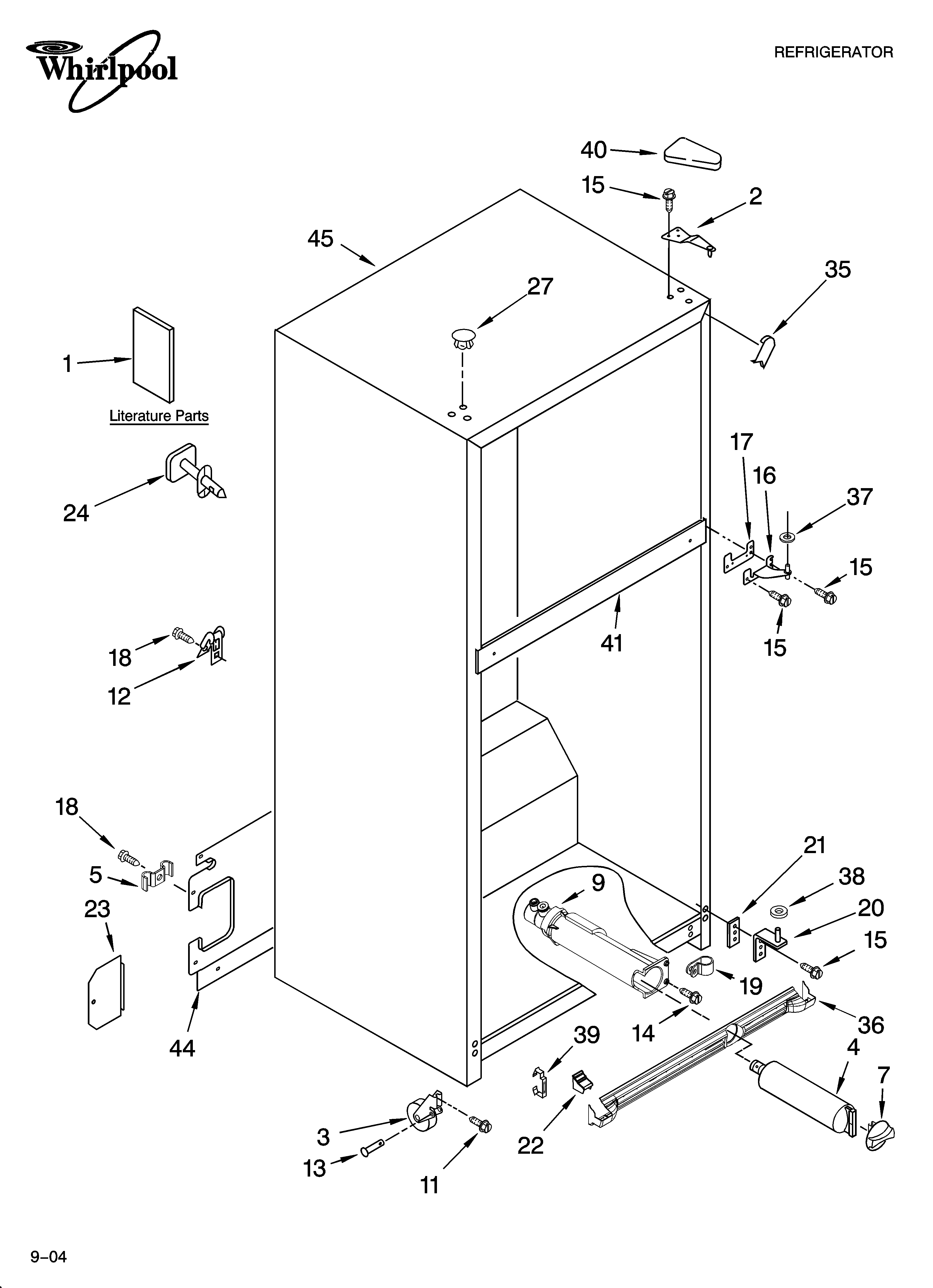 Whirlpool GT1PHWXPQ00 cabinet parts diagram