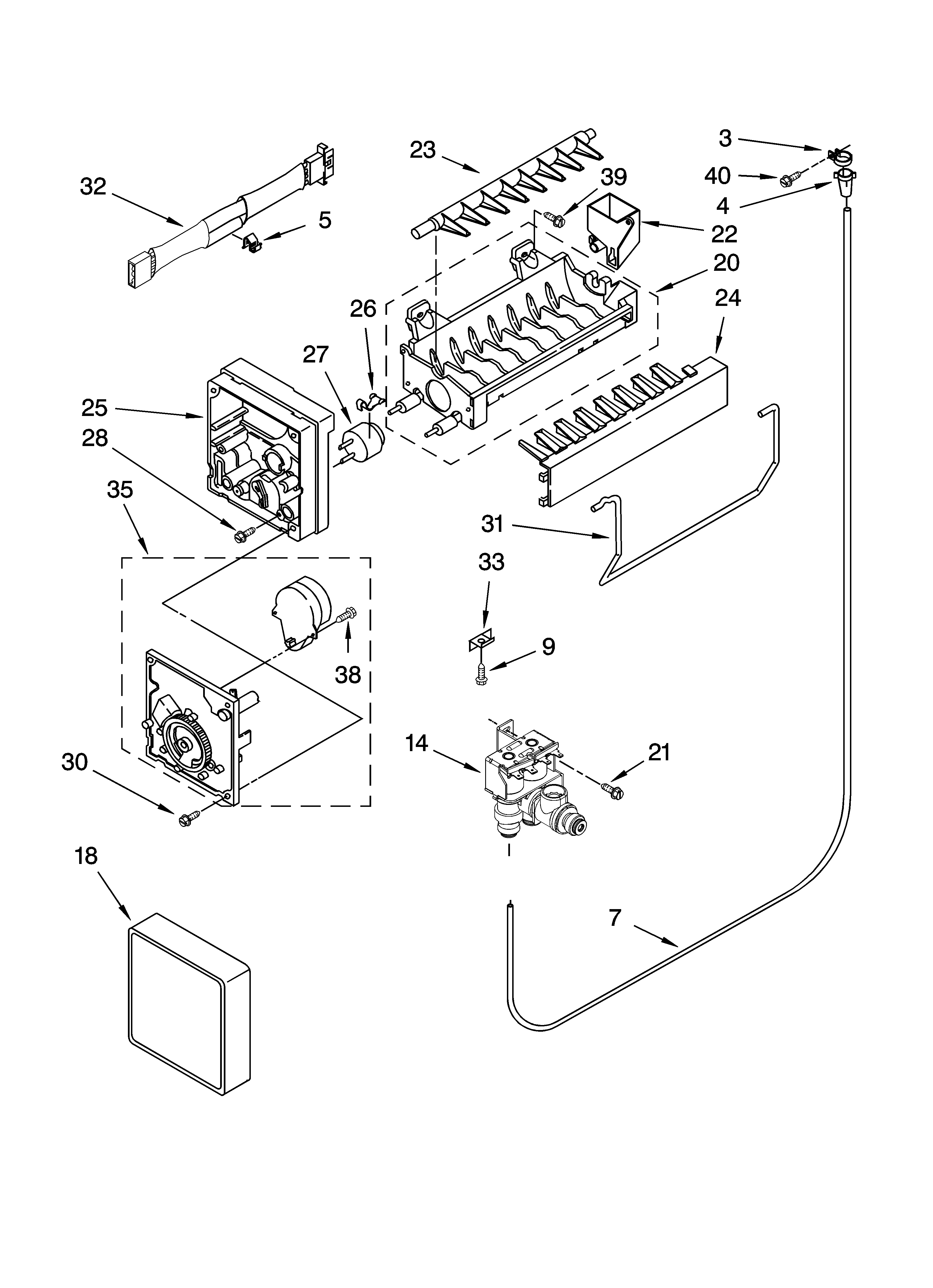 Whirlpool GT1PHWXPQ00 icemaker parts diagram
