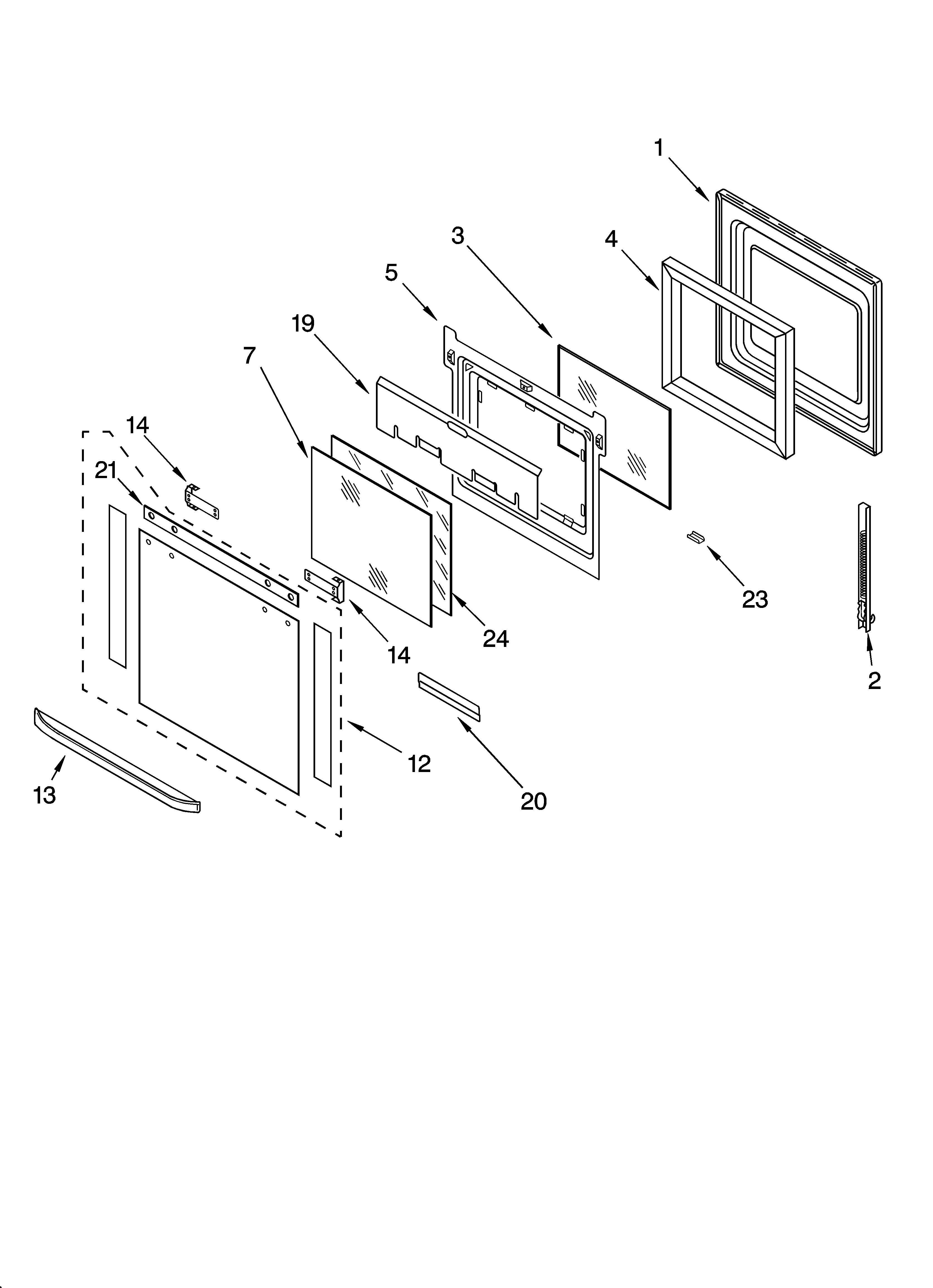 KitchenAid KEBC207KBL03 oven door parts diagram
