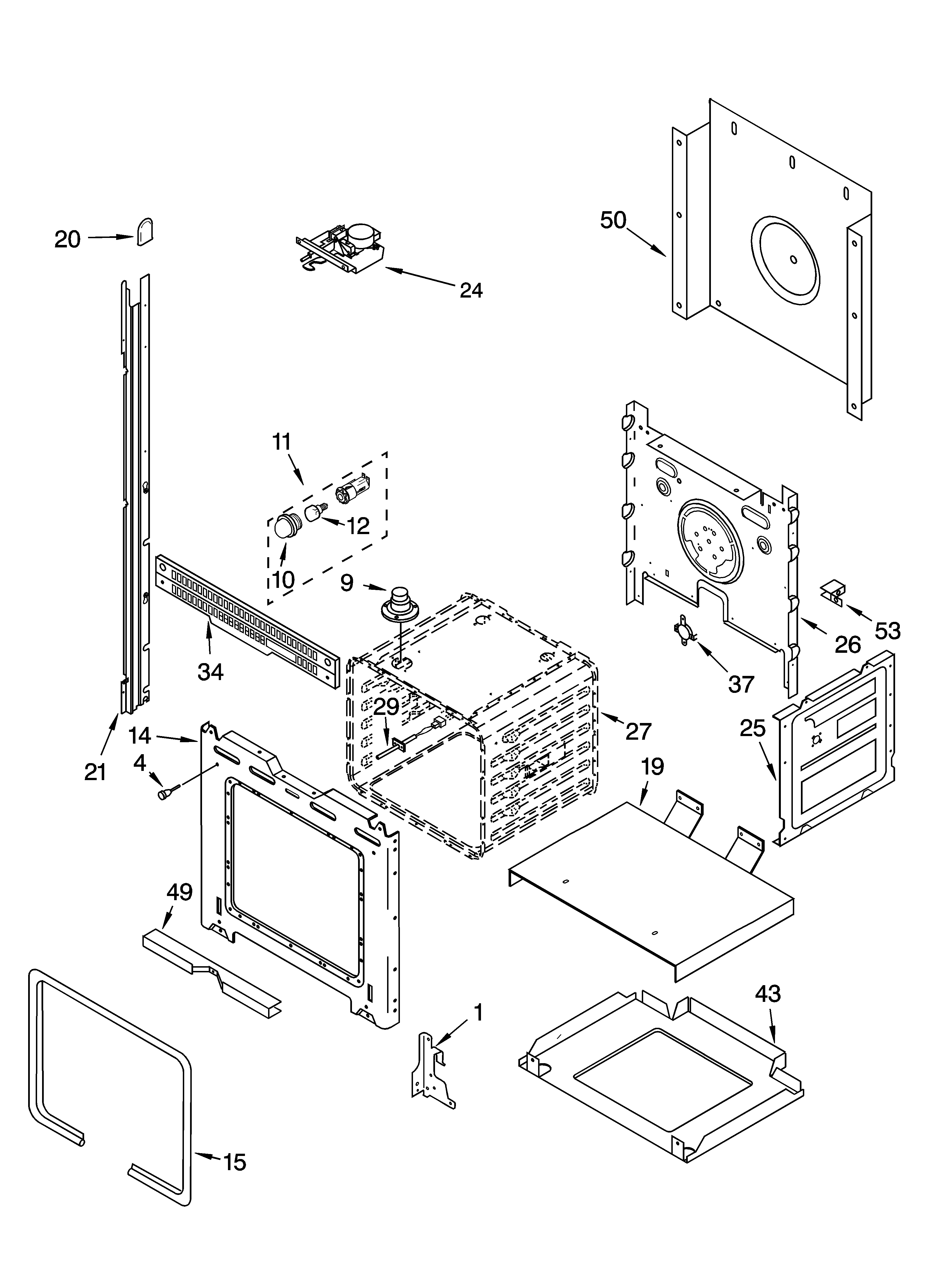 Whirlpool RBD275PDT14 upper oven parts diagram