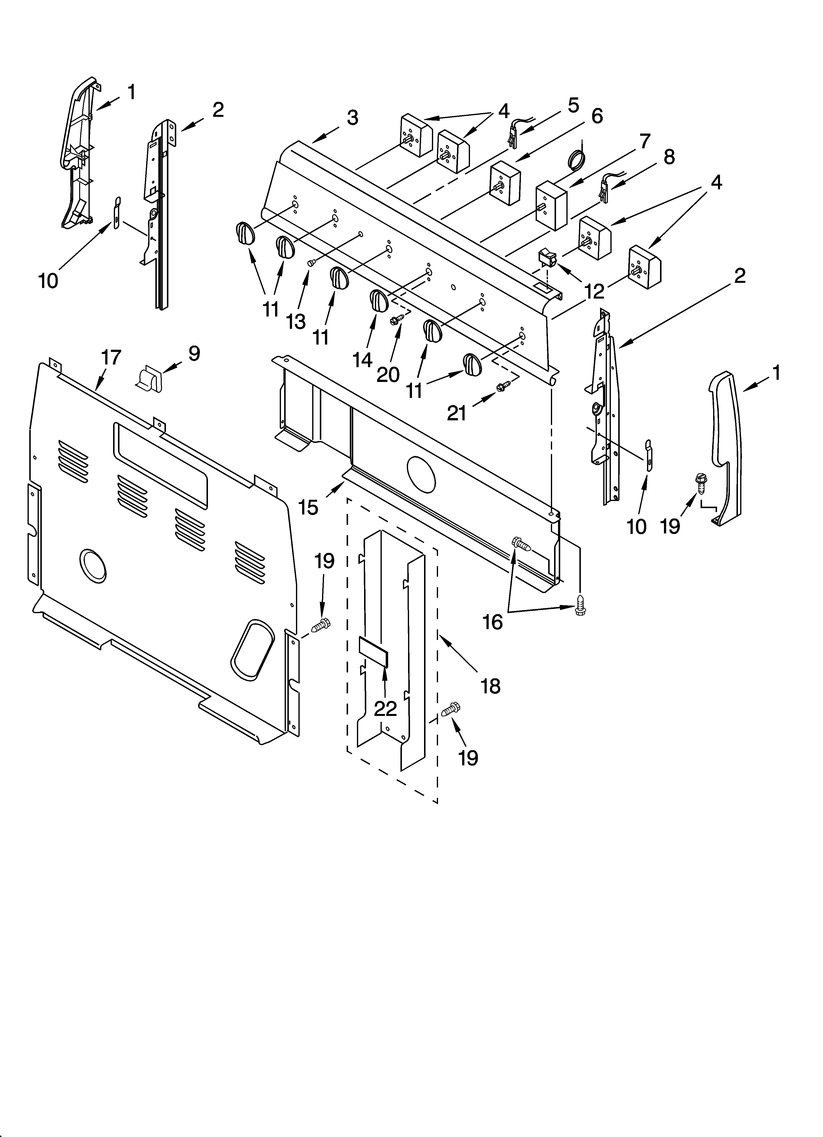 Whirlpool RF303PXKQ1 control panel parts diagram