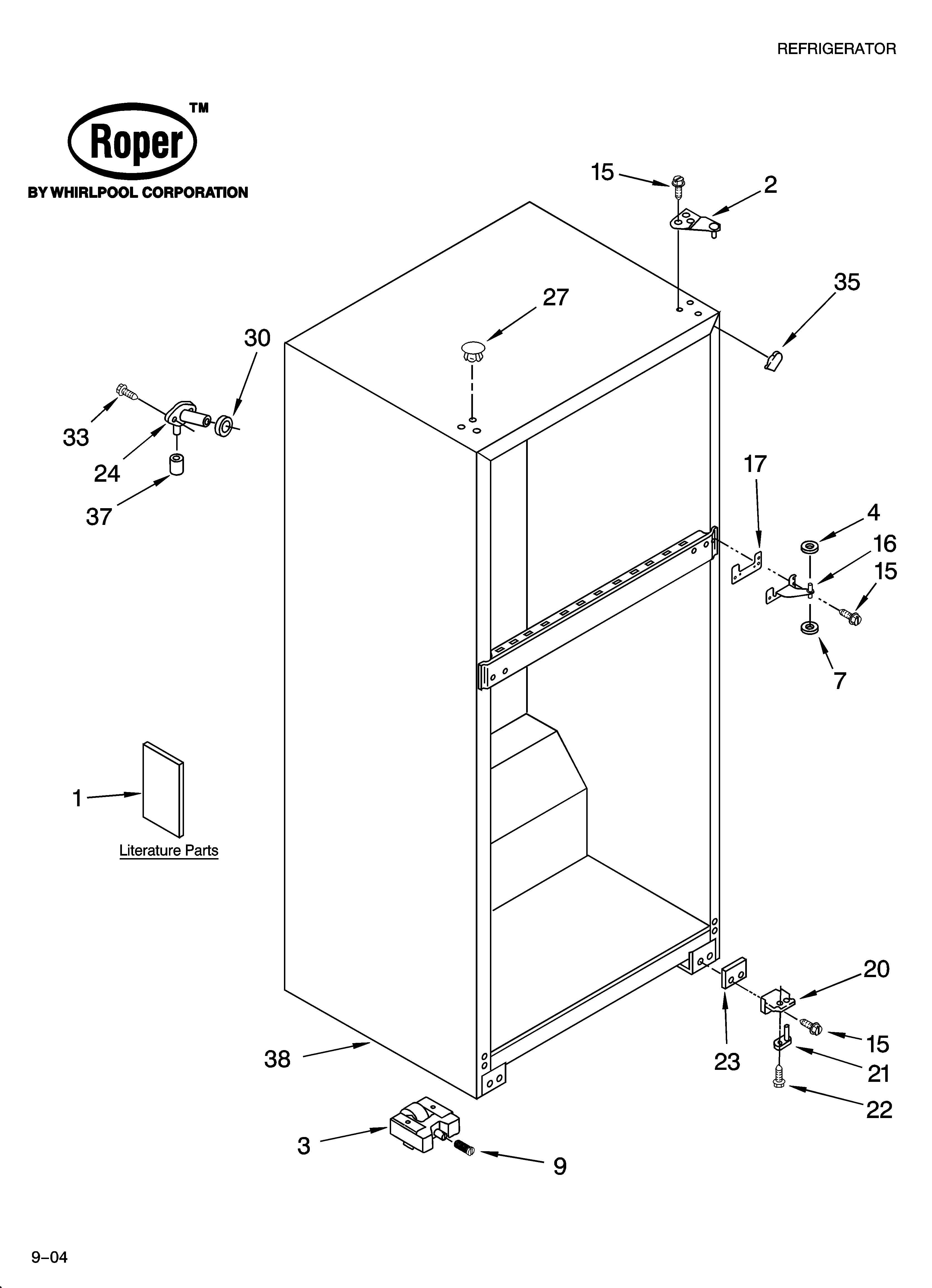 Roper RT14DKYKQ05 cabinet parts diagram