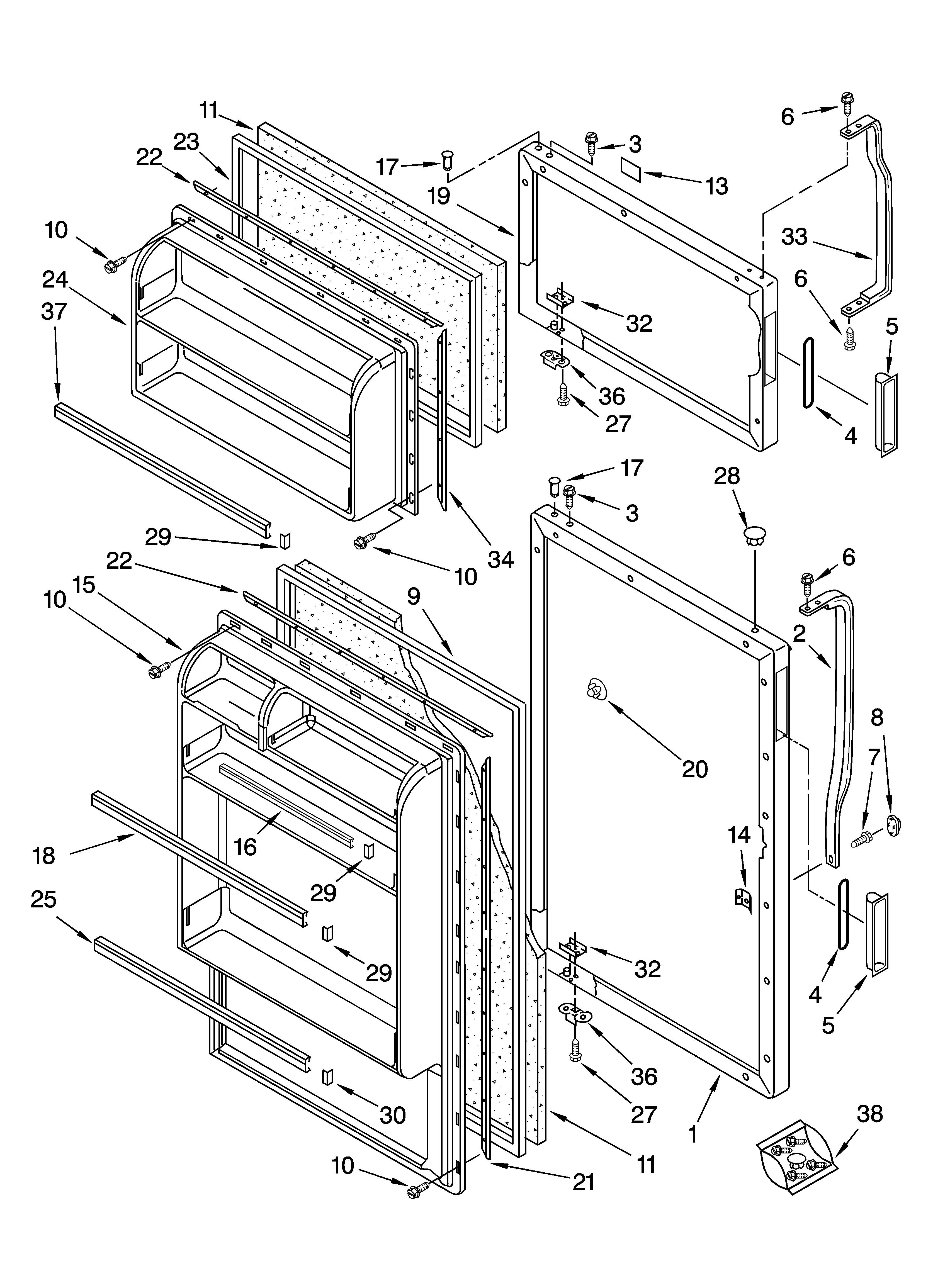 Roper RT14DKYKQ05 door parts diagram