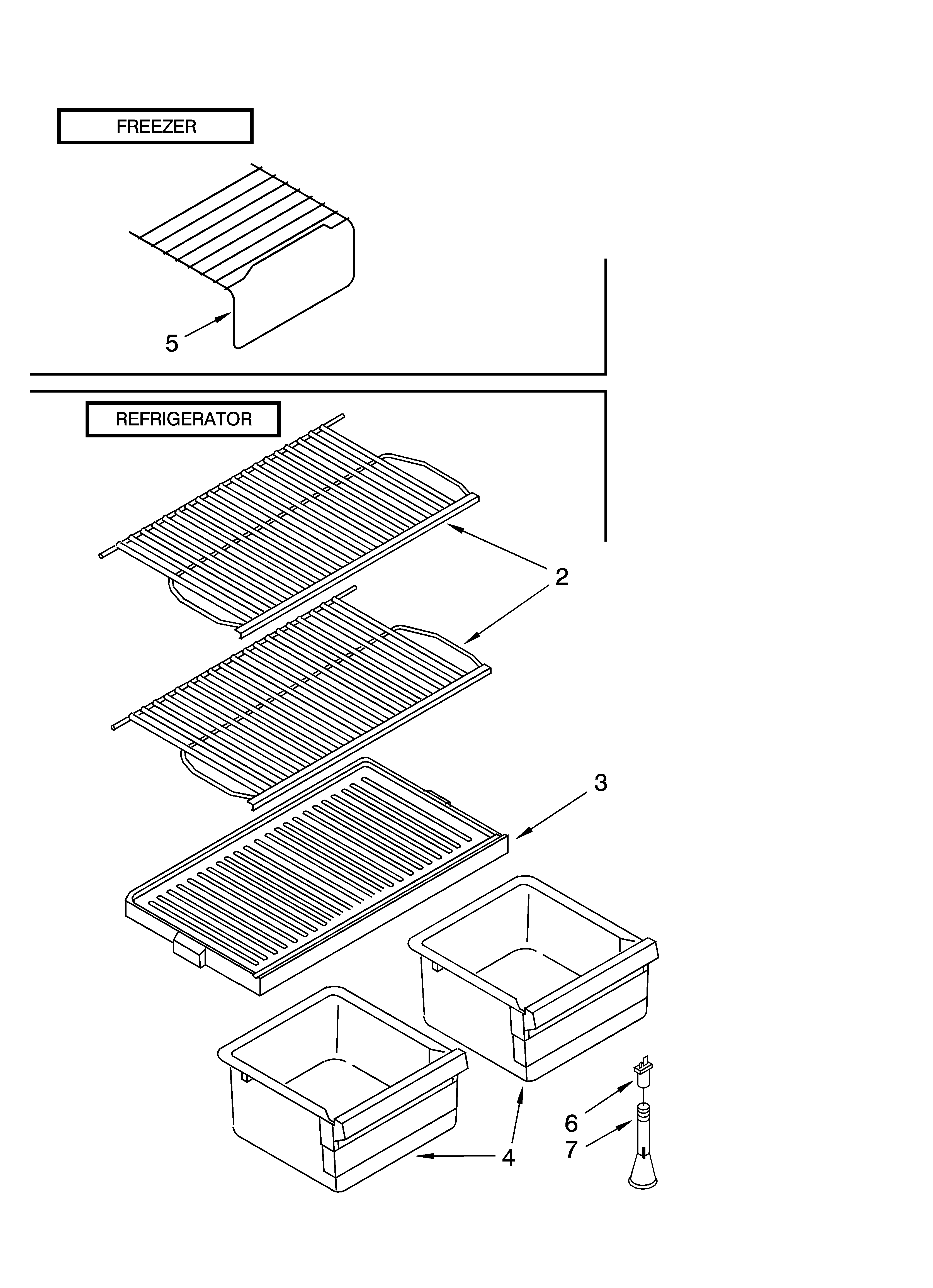 Roper RT14DKYKQ05 shelf parts, optional parts diagram