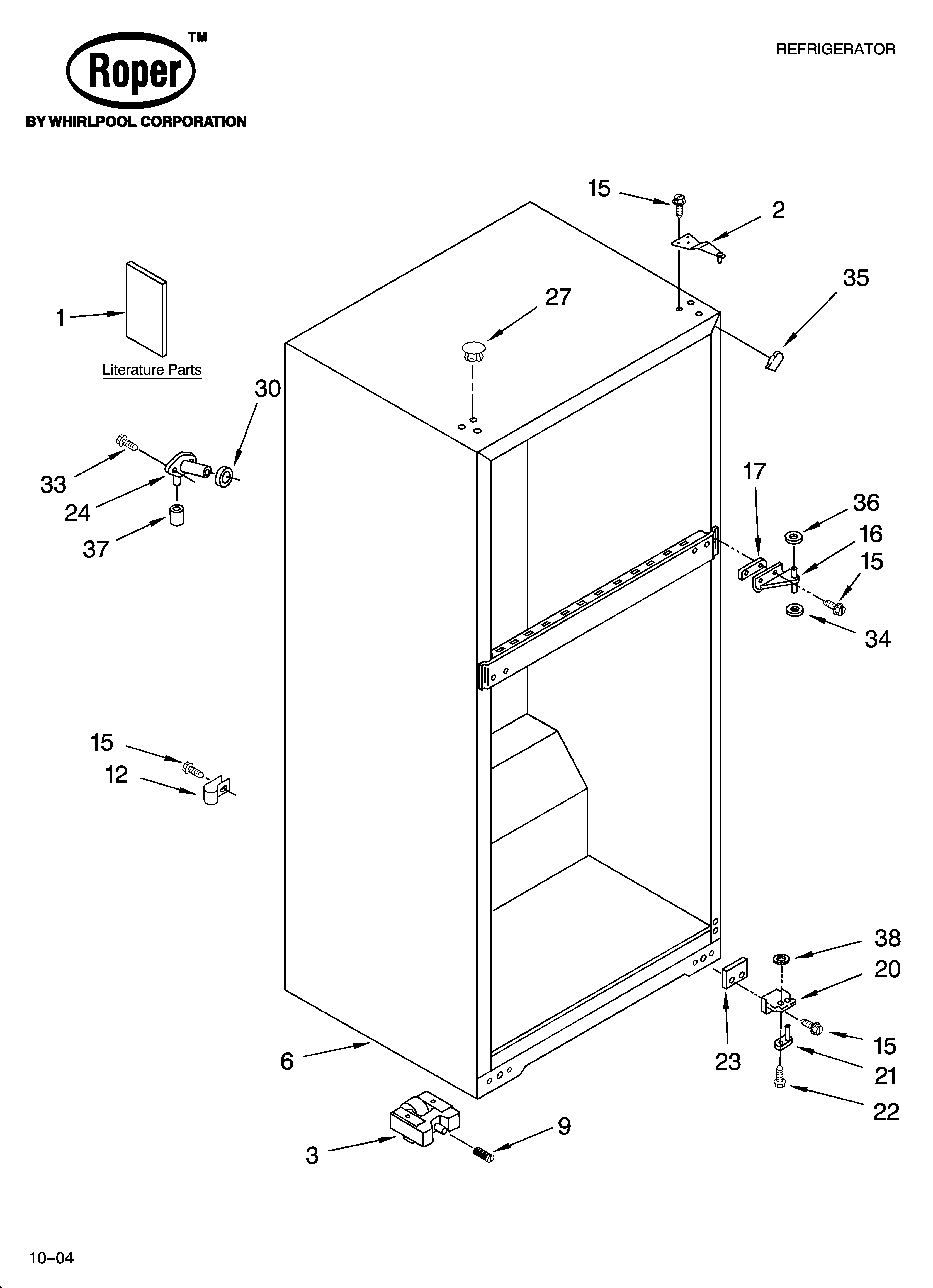 Roper RT16DKXKQ03 cabinet parts diagram