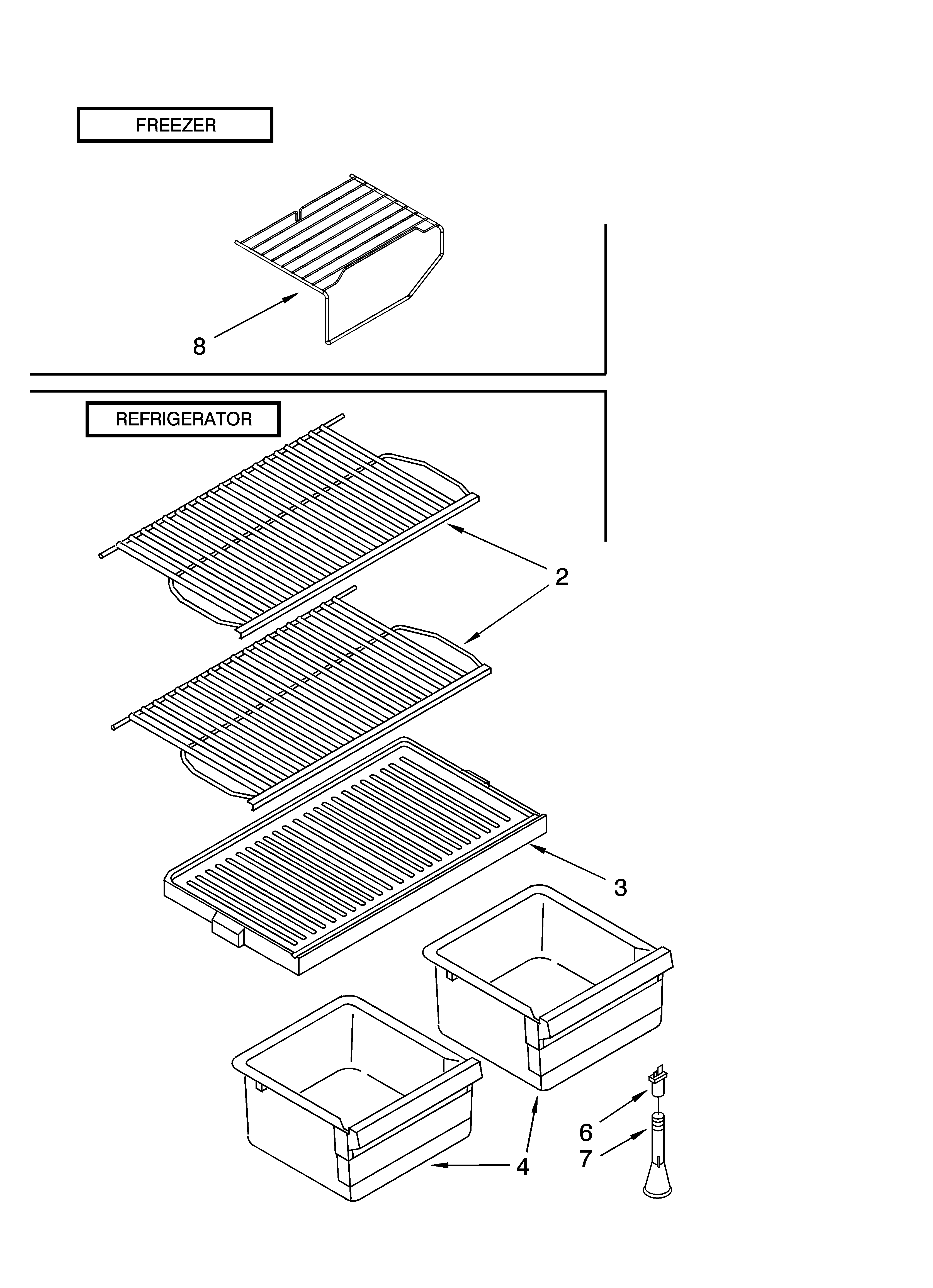 Roper RT16DKXKQ03 shelf parts, optional parts diagram