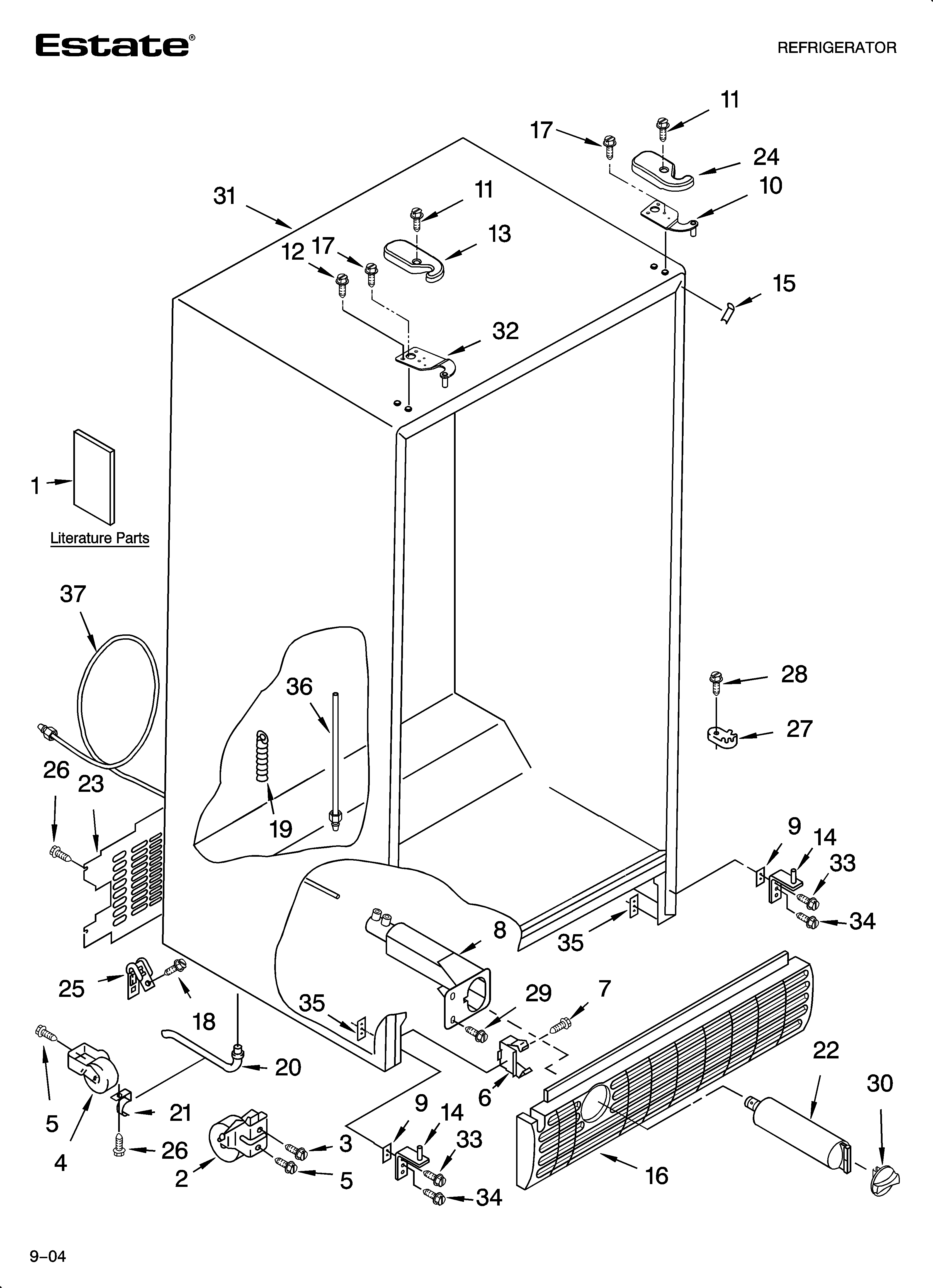 Estate TS22AGXNQ00 cabinet parts diagram