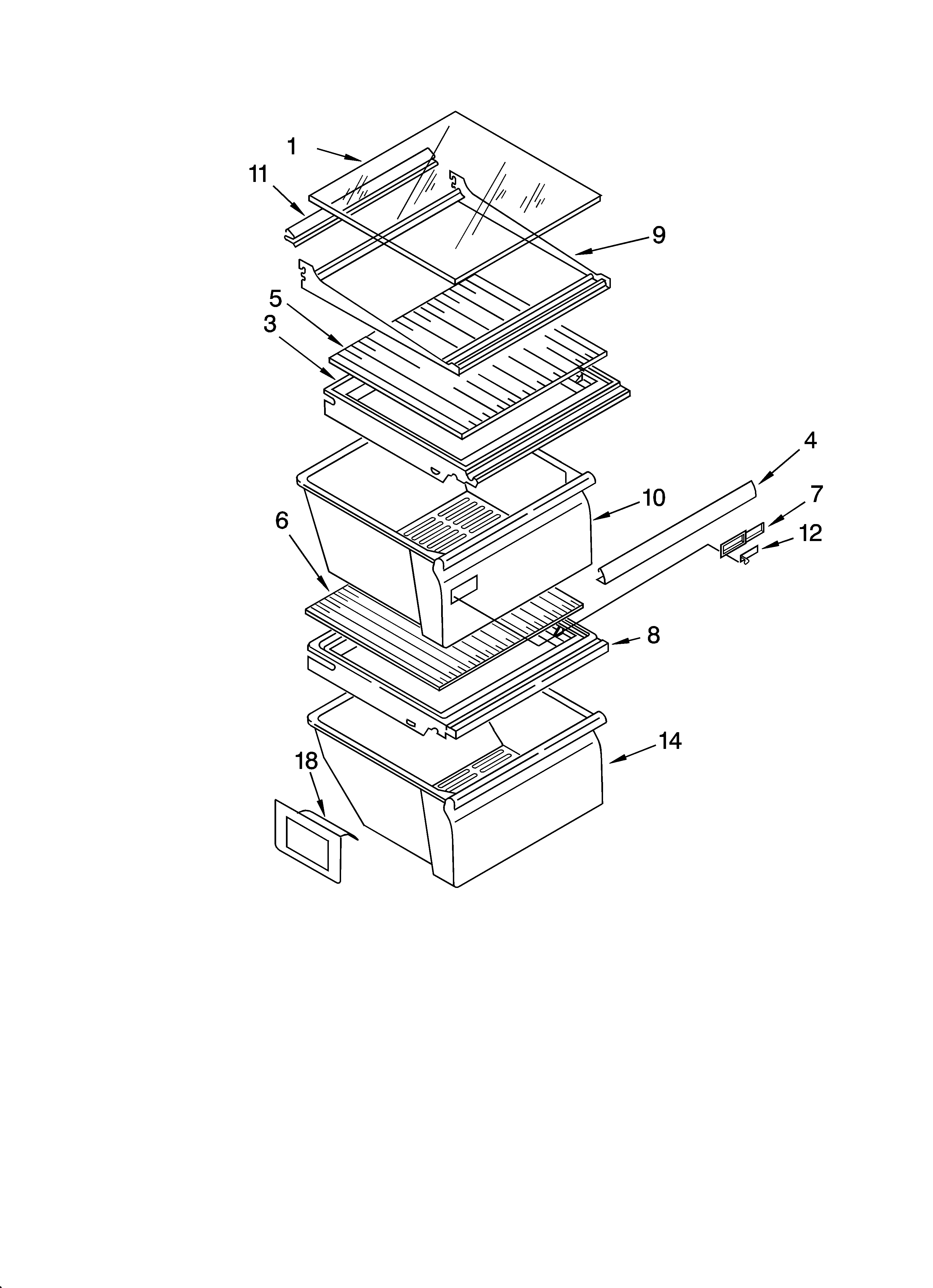 Estate TS22AGXNQ00 refrigerator shelf parts diagram