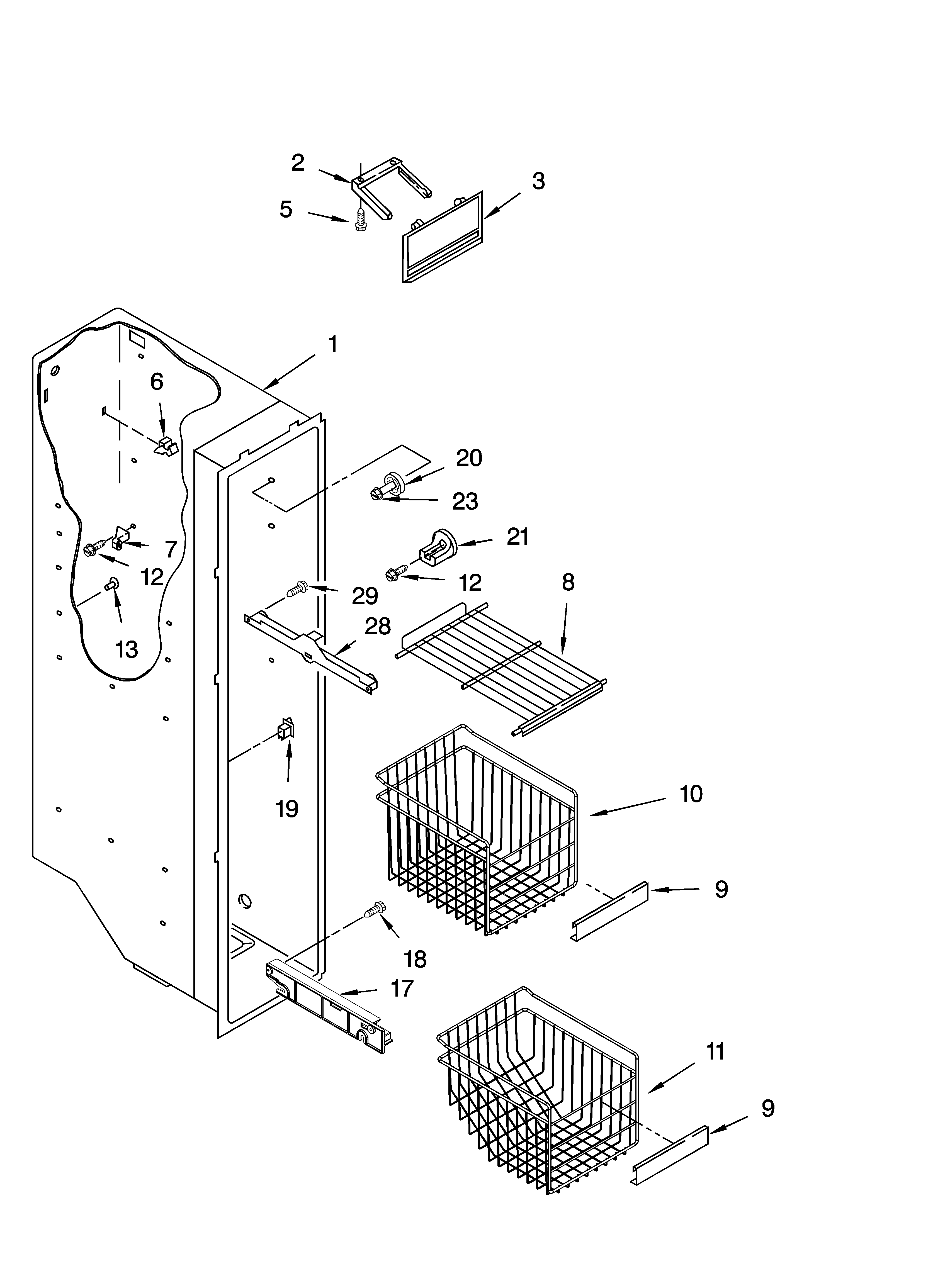 Estate TS22AGXNQ00 freezer liner parts diagram