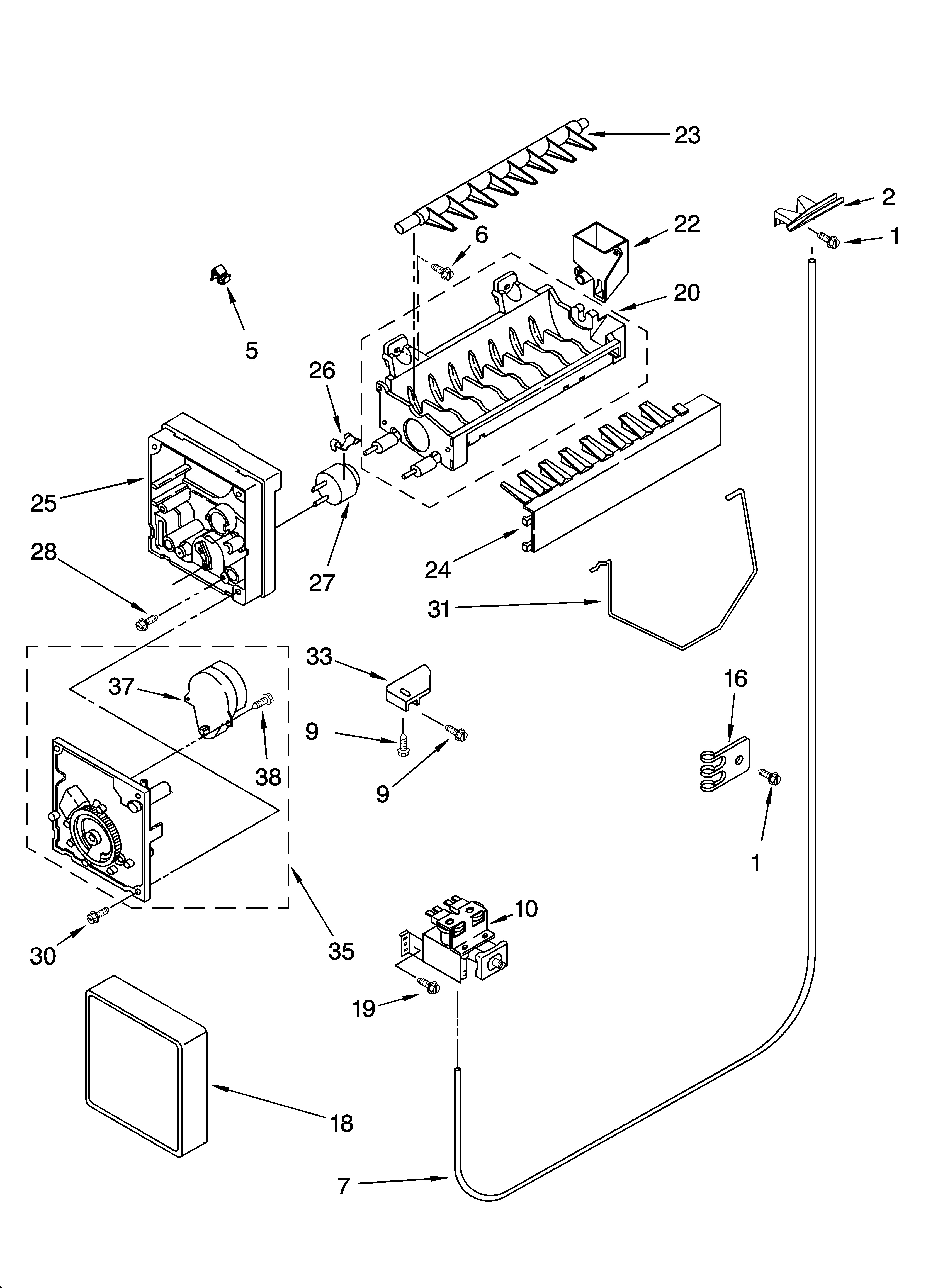 Estate TS22AGXNQ00 icemaker parts diagram