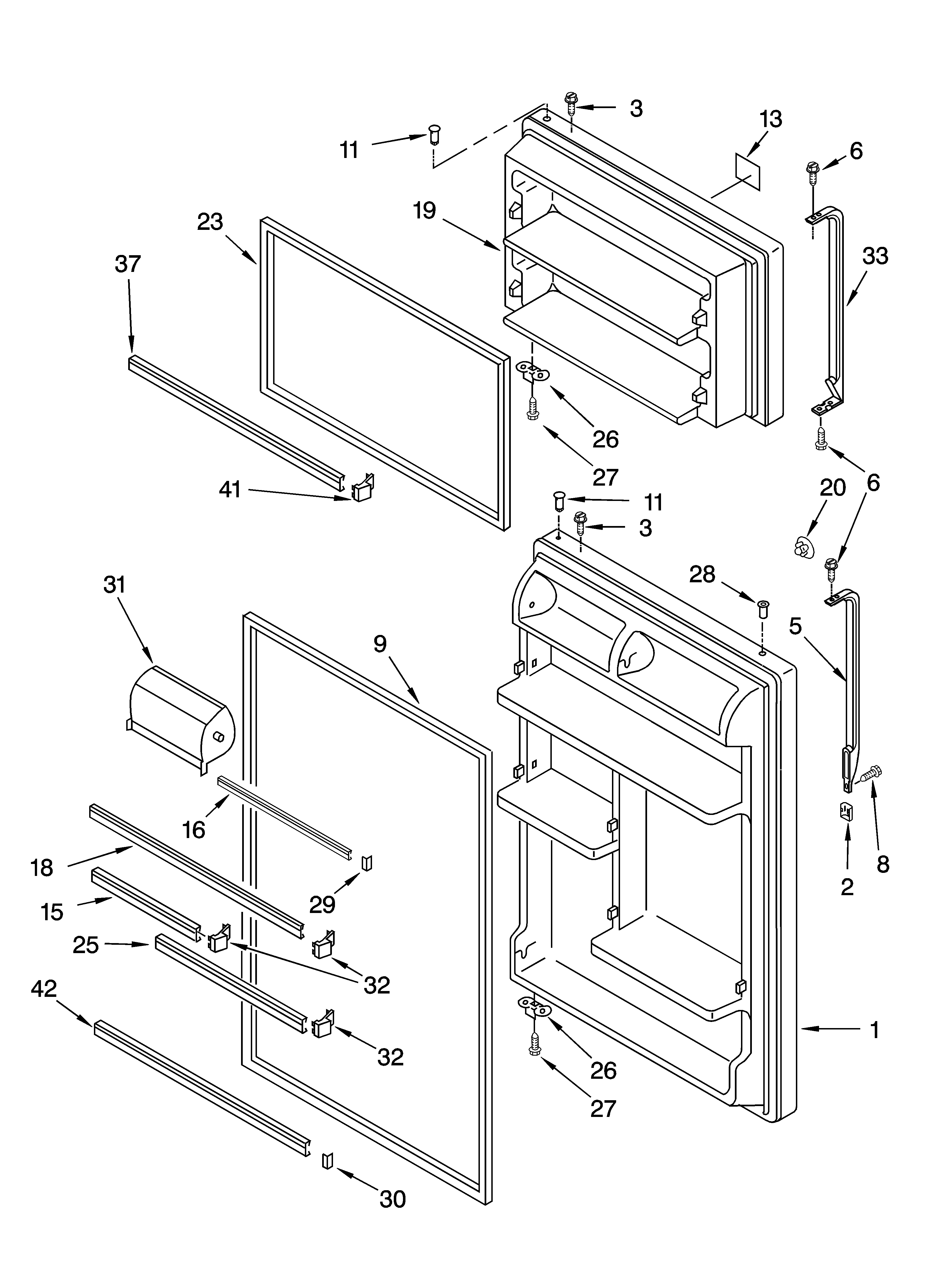 Whirlpool 8ET8WPKXKT04 door parts diagram