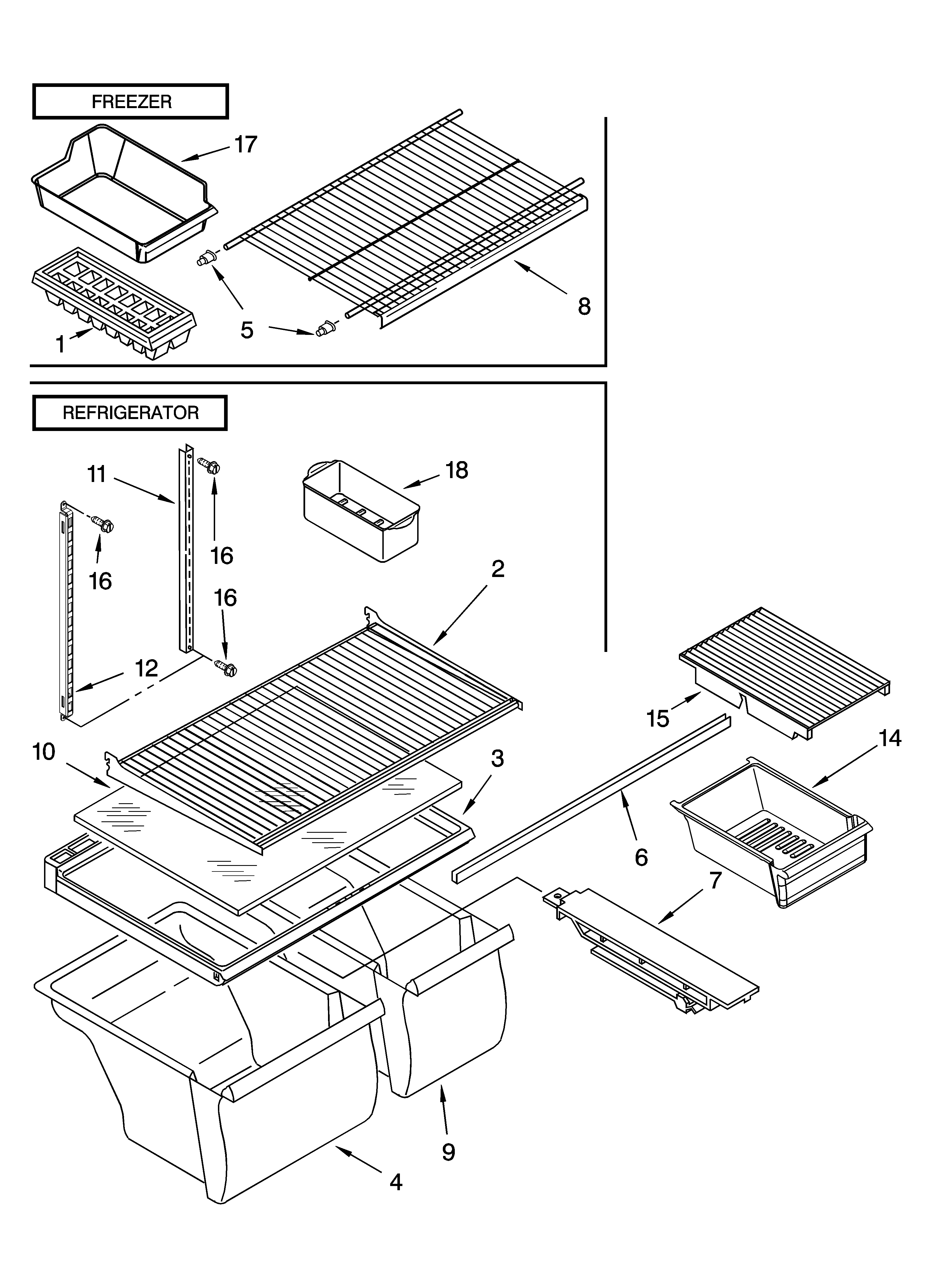 Whirlpool 8ET8WPKXKT04 shelf parts, optional parts diagram