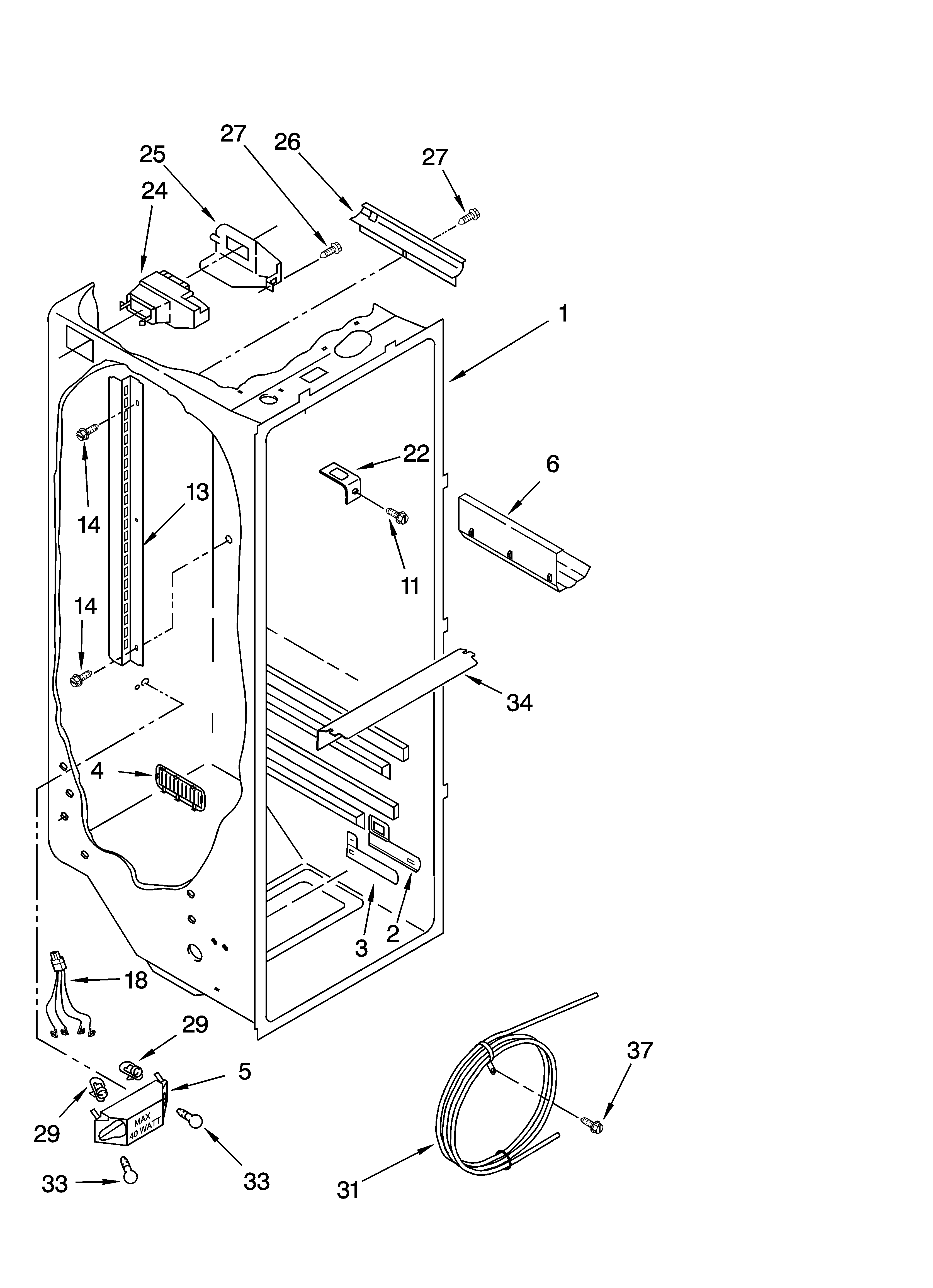 Whirlpool ED5LHGXNT00 refrigerator liner parts diagram