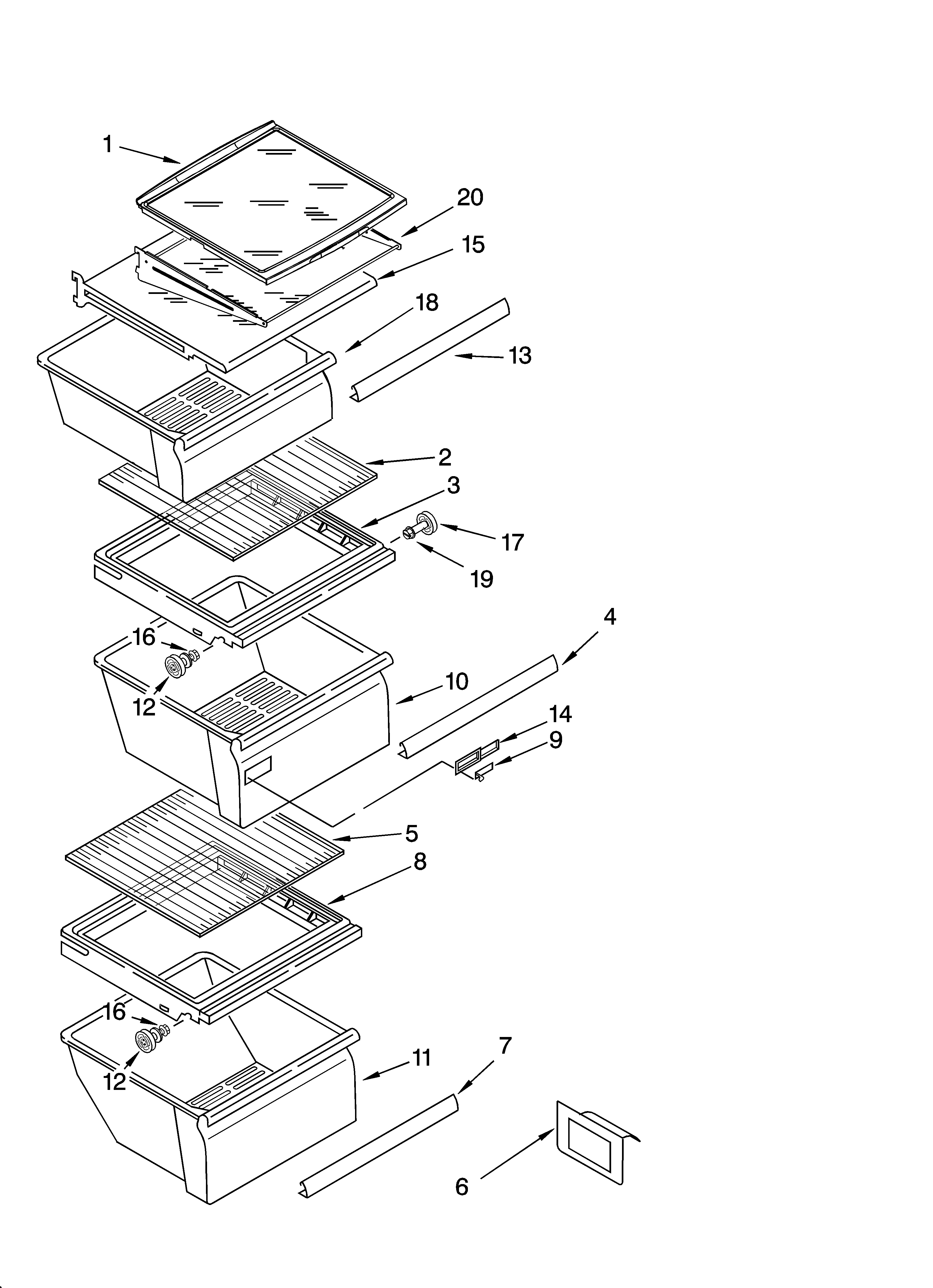 Whirlpool ED5LHGXNT00 refrigerator shelf parts diagram
