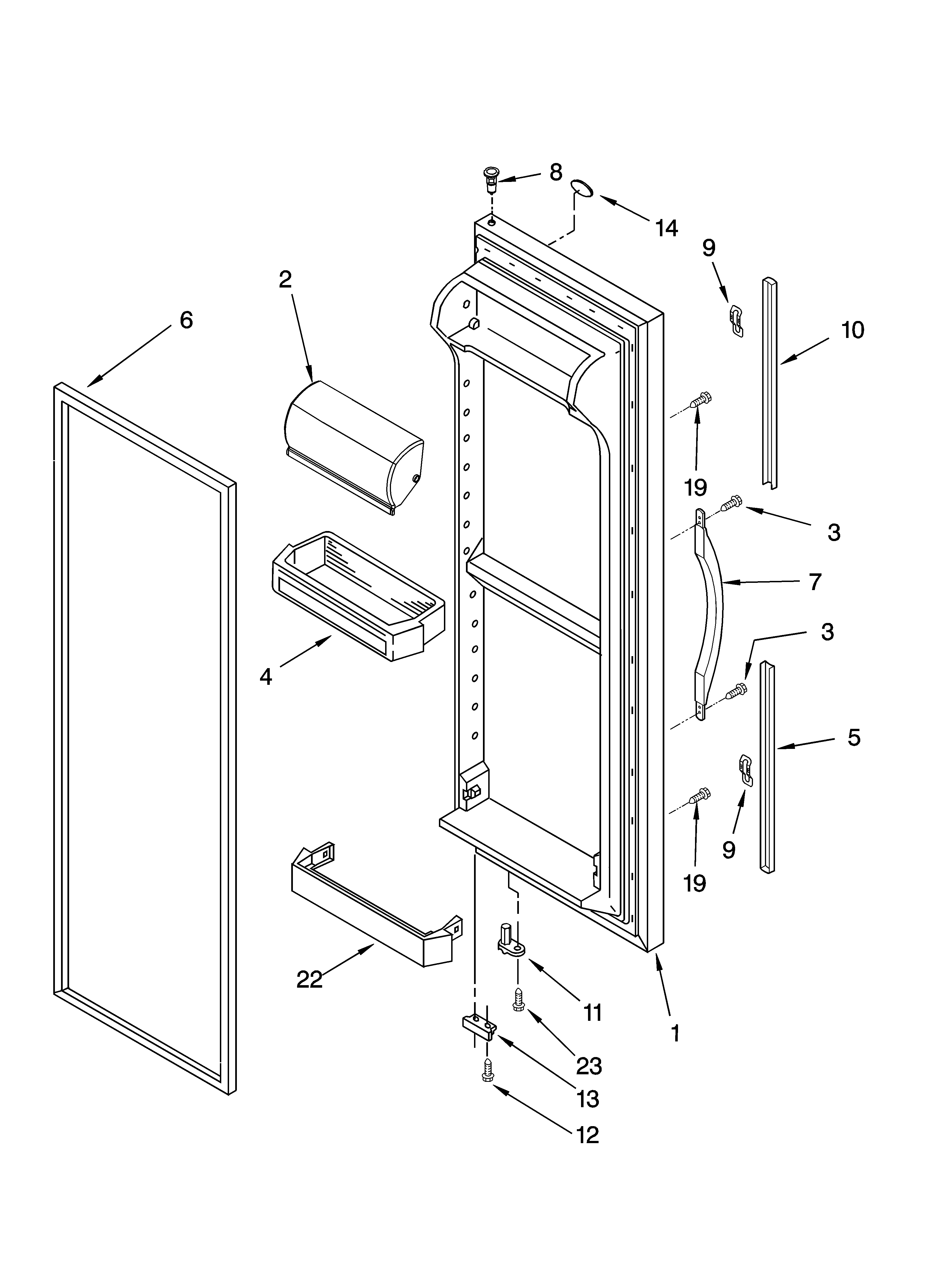 Whirlpool ED5LHGXNT00 refrigerator door parts diagram