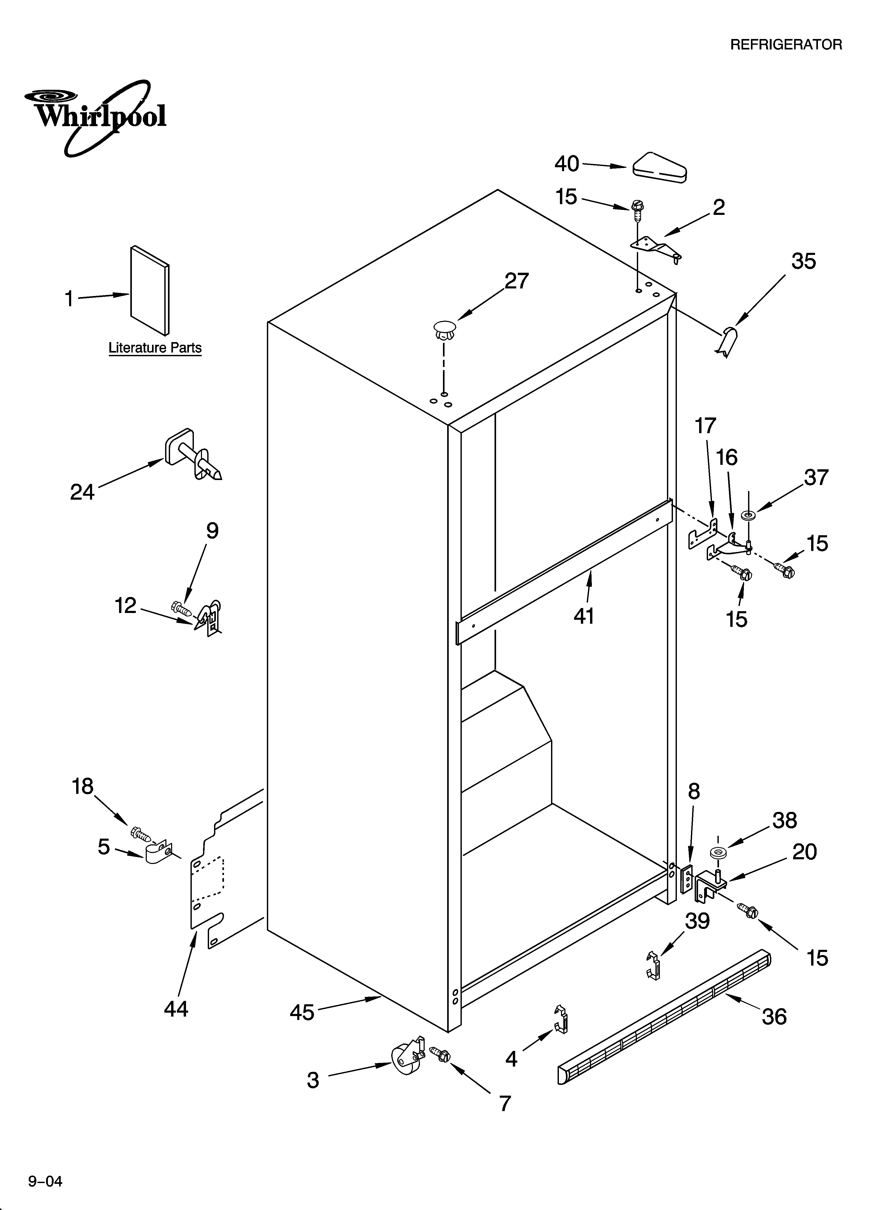 Whirlpool GR9FHMXPL00 cabinet parts diagram