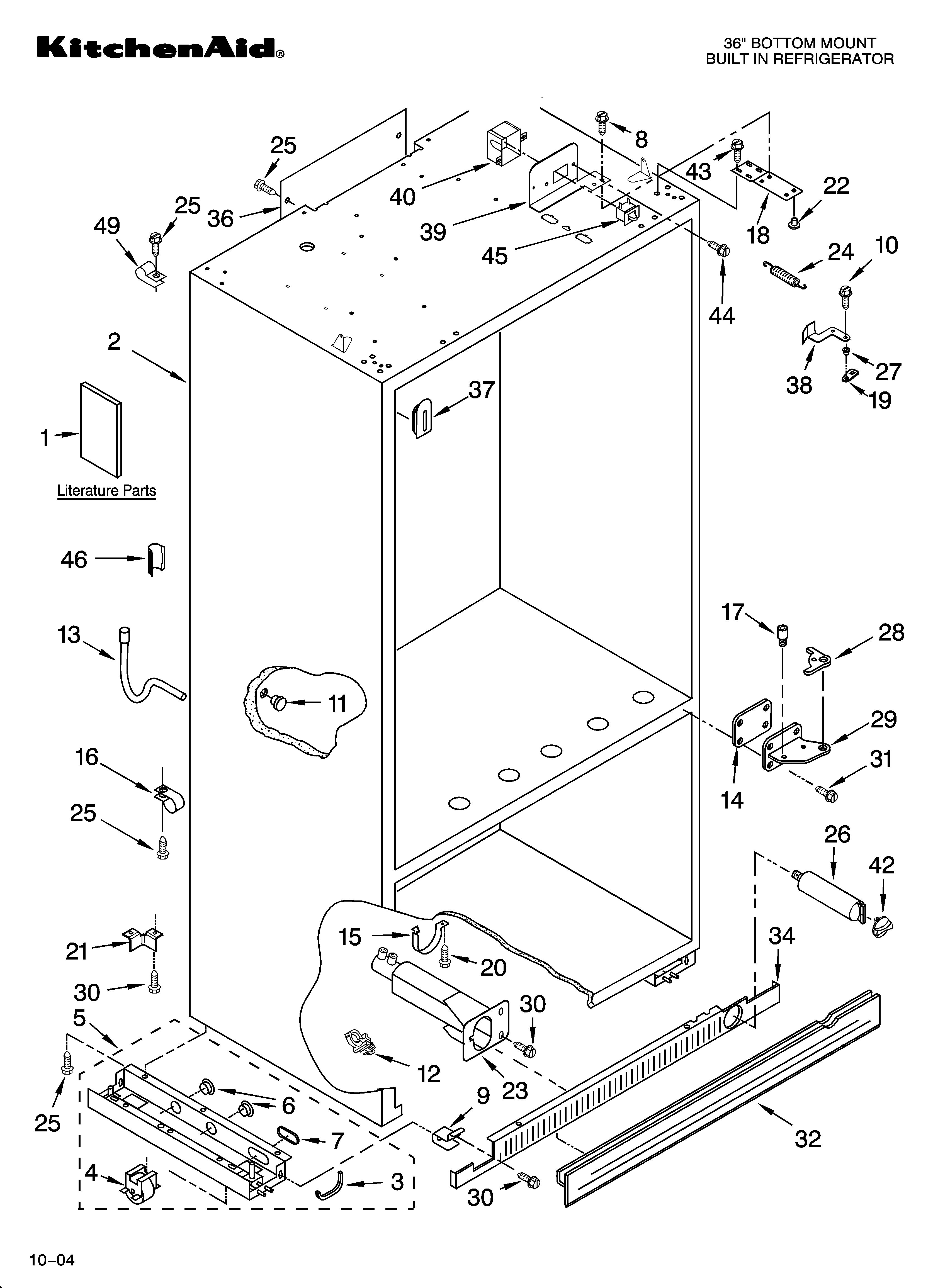 KitchenAid KBLC36FMS01 cabinet parts diagram