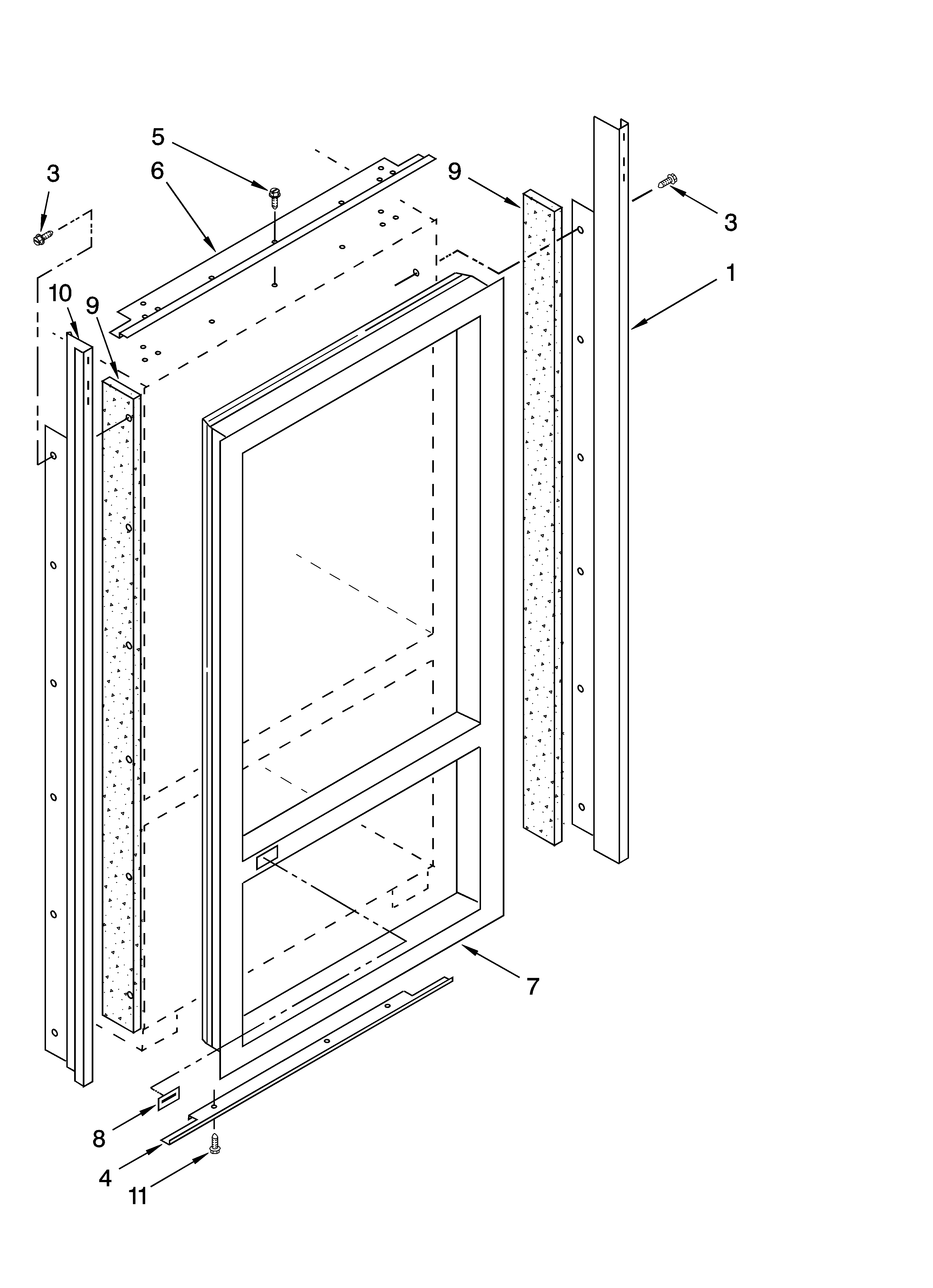KitchenAid KBLC36FMS01 cabinet and breaker trim parts diagram