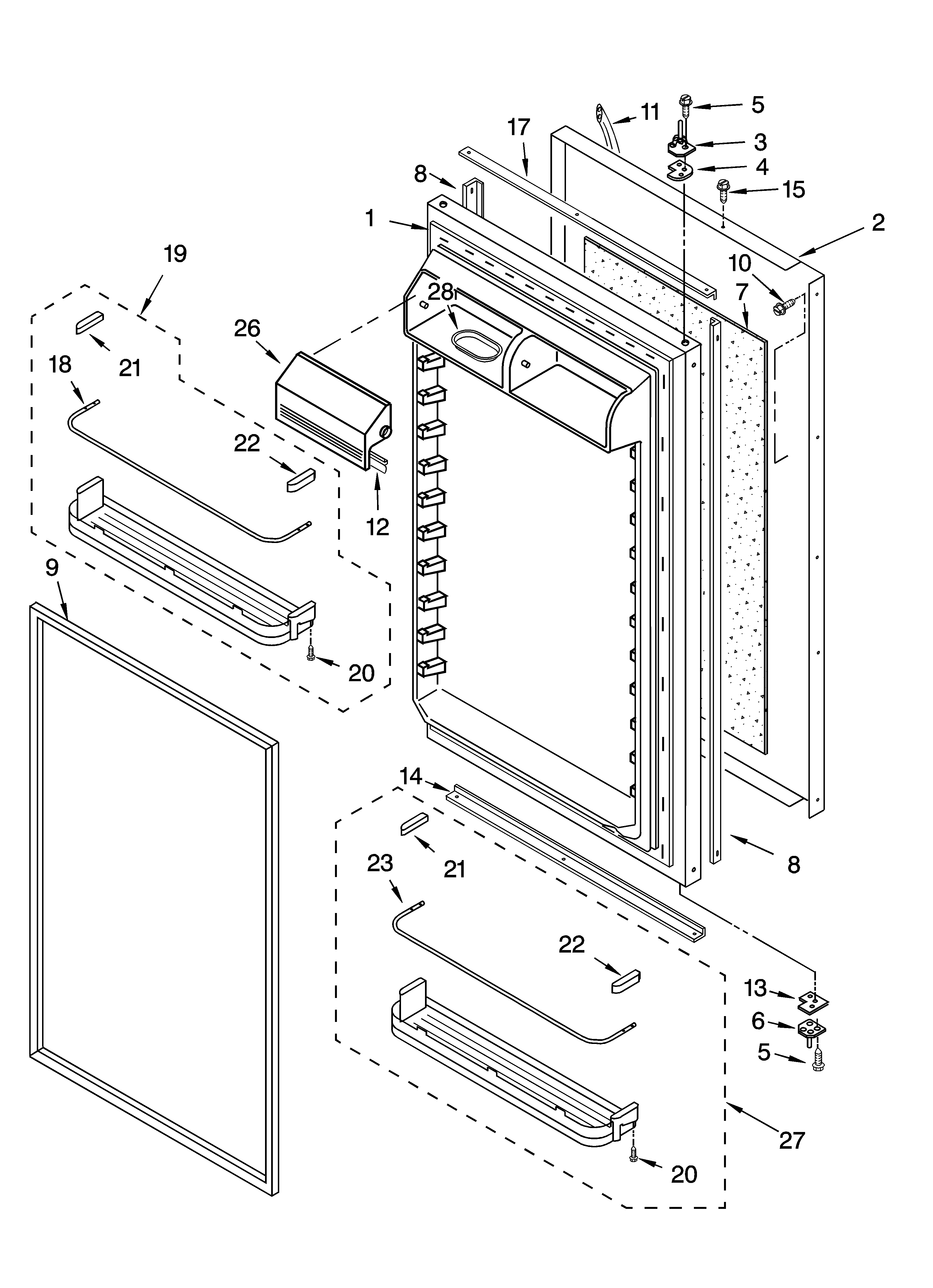 KitchenAid KBLC36FMS01 refrigerator door parts diagram