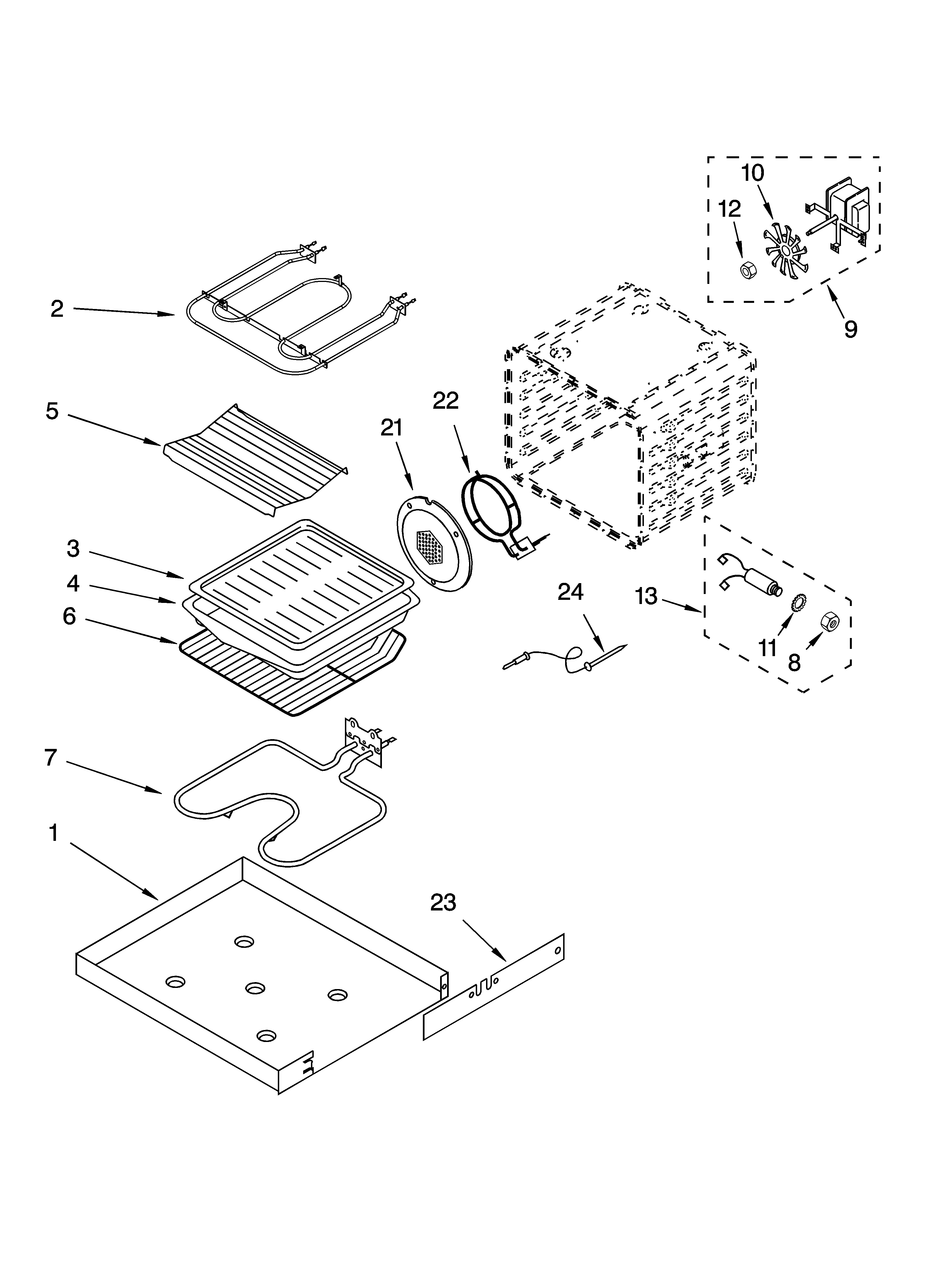 KitchenAid KEBC278KBL03 internal oven parts diagram