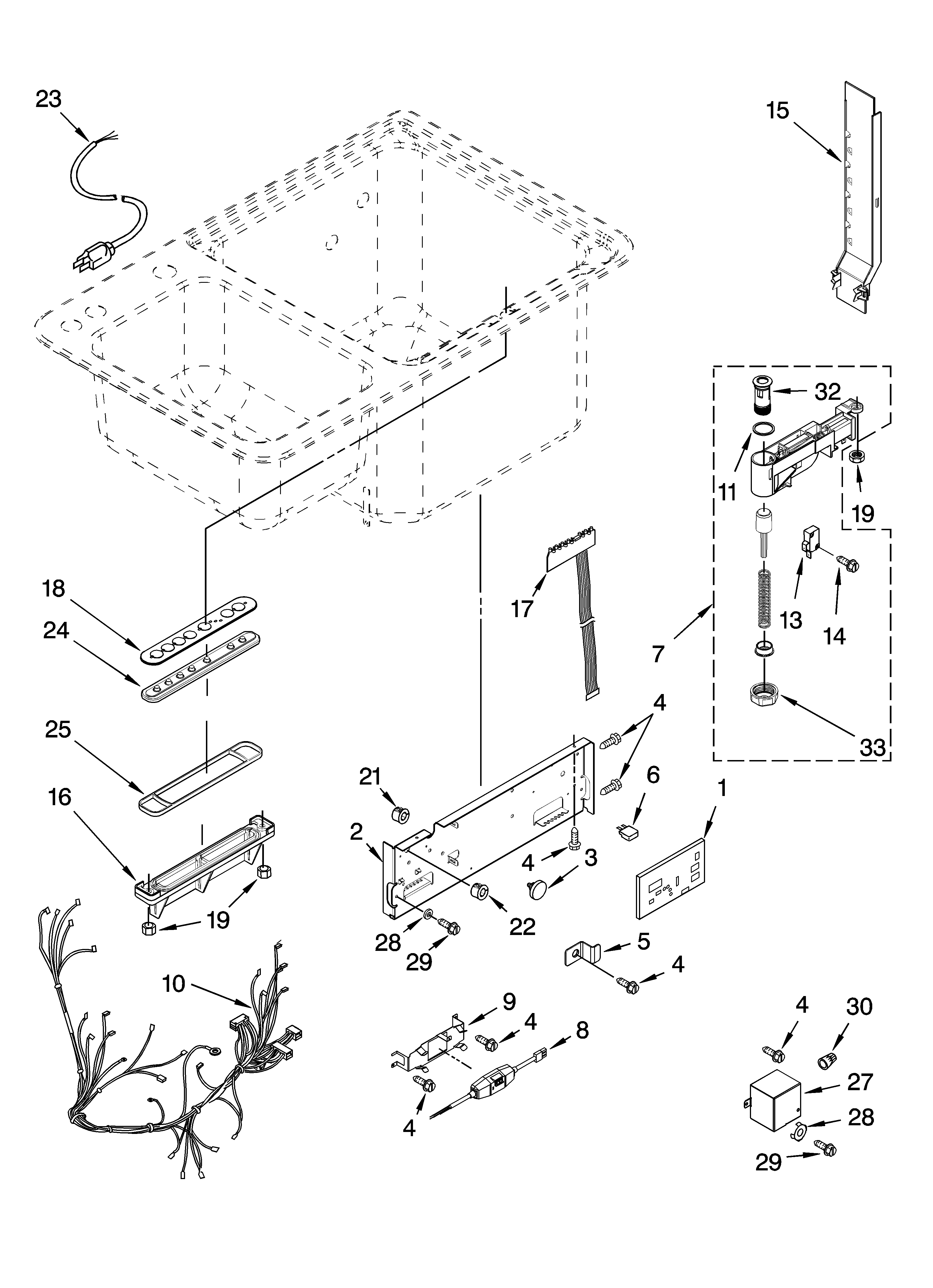 KitchenAid KIDS36EPSS0 control panel parts diagram