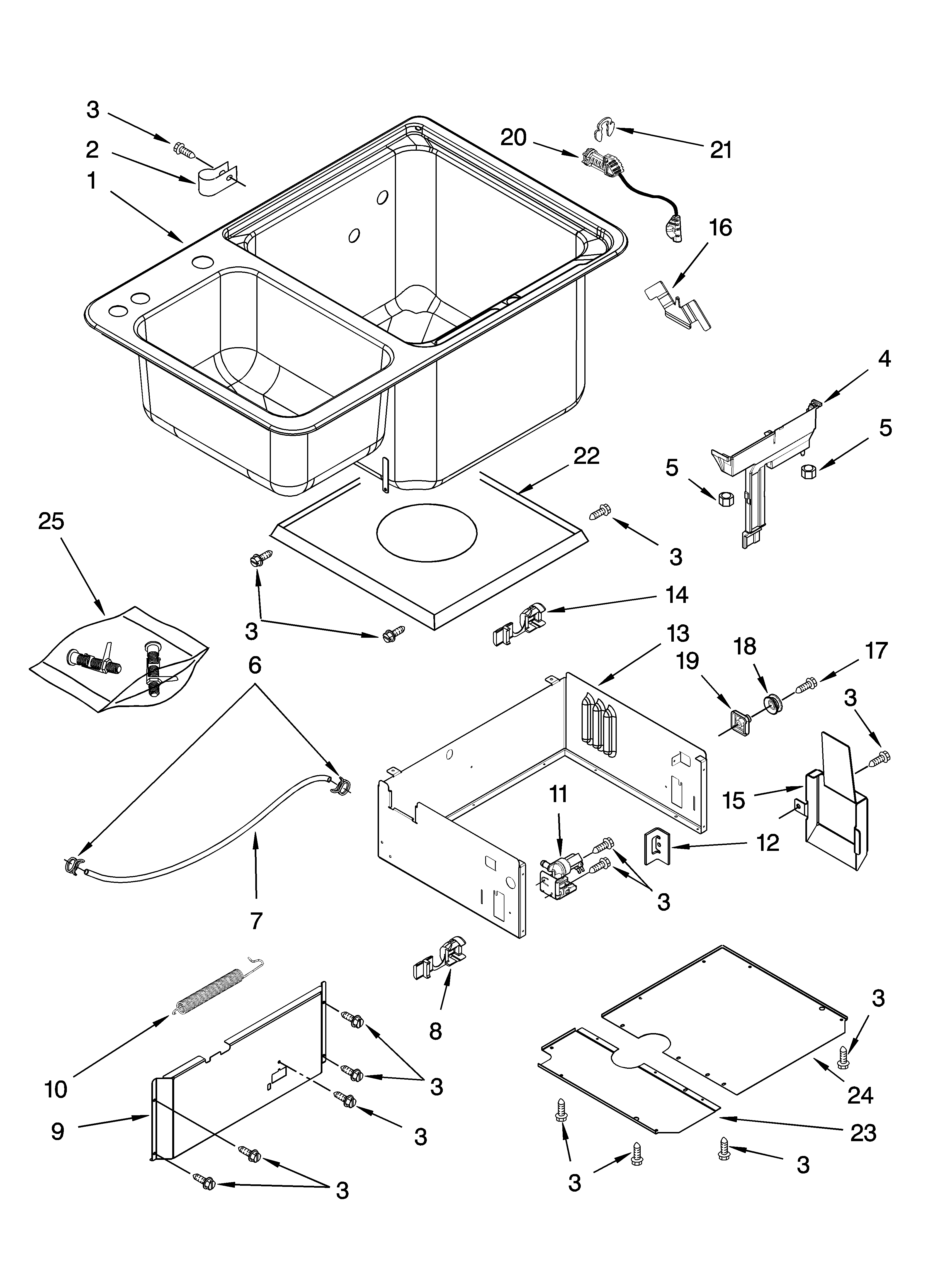 KitchenAid KIDS36EPSS0 tub/sink parts diagram