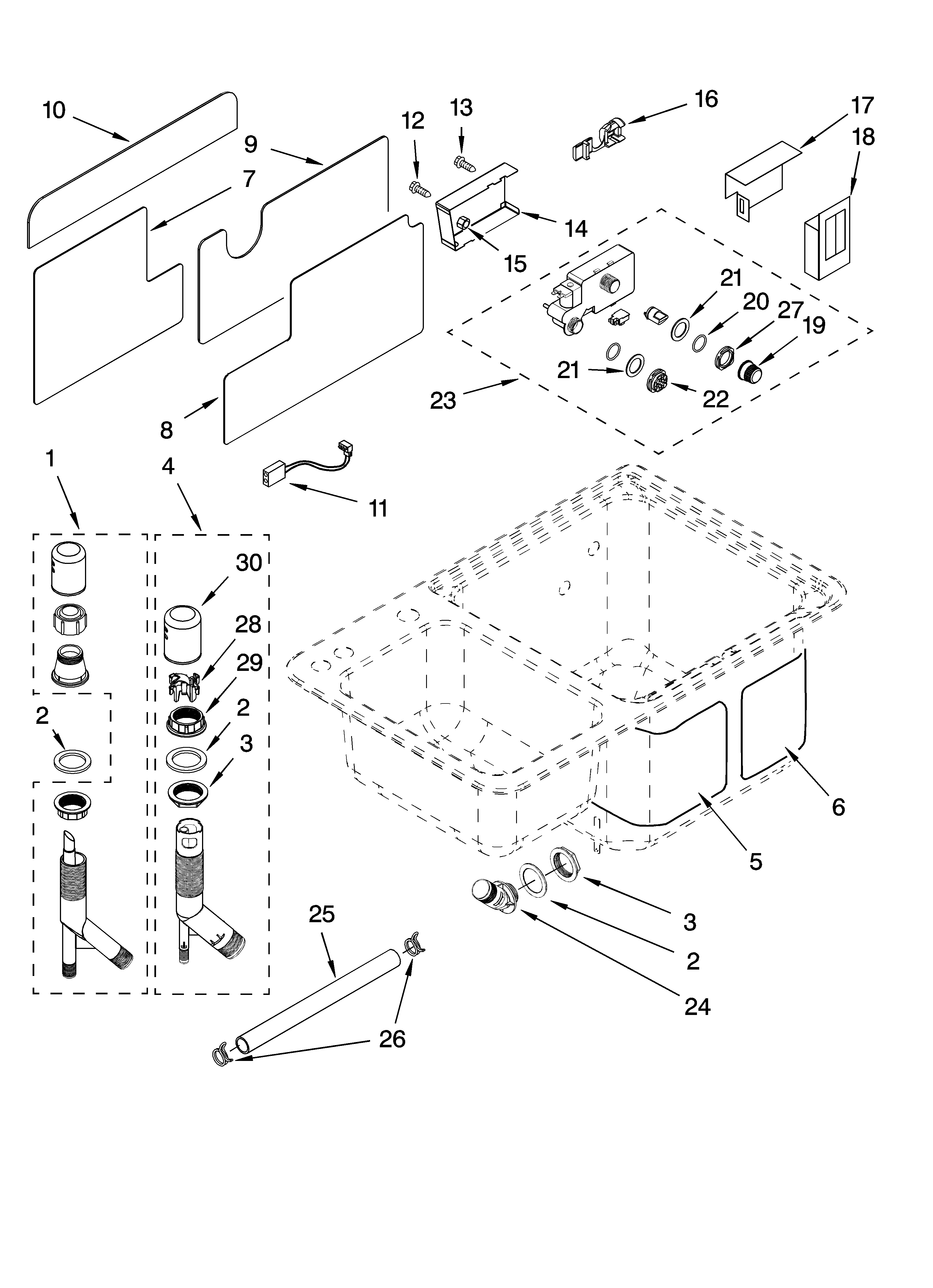KitchenAid KIDS36EPSS0 air-gap and dispenser parts diagram