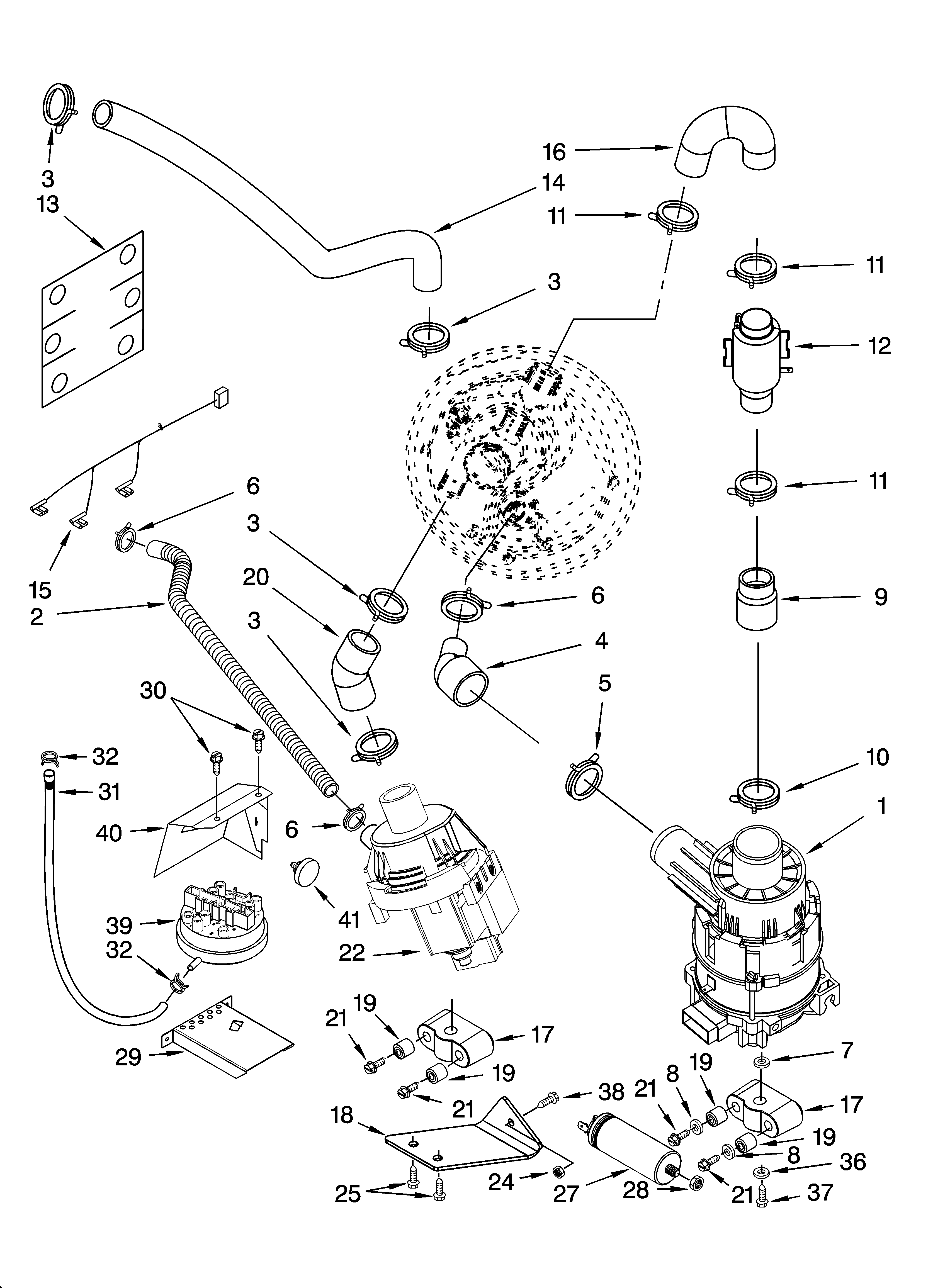 KitchenAid KIDS36EPSS0 pump and motor parts diagram