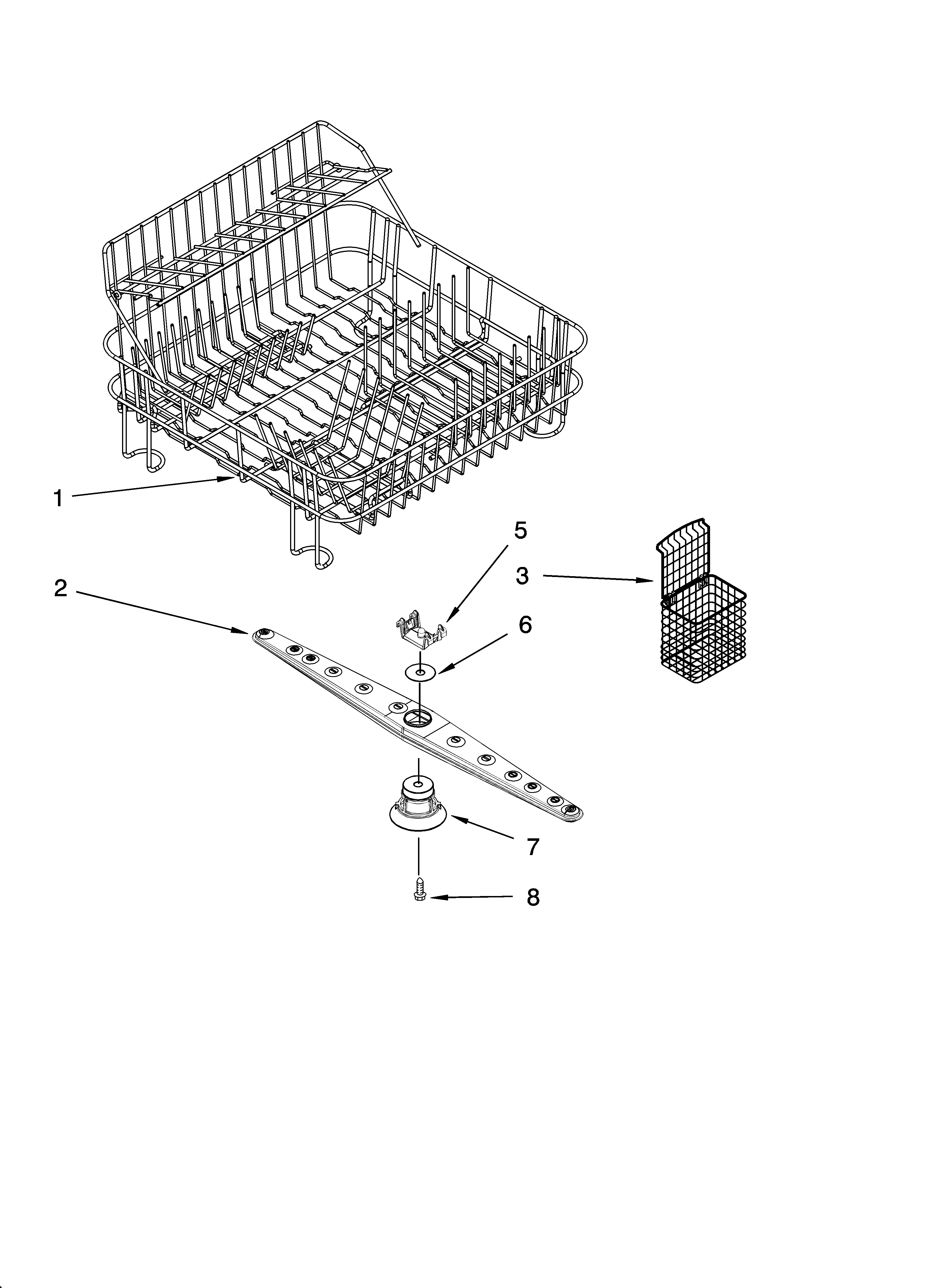 KitchenAid KIDS36EPSS0 dishrack and sprayarm parts, optional parts (not inclu diagram