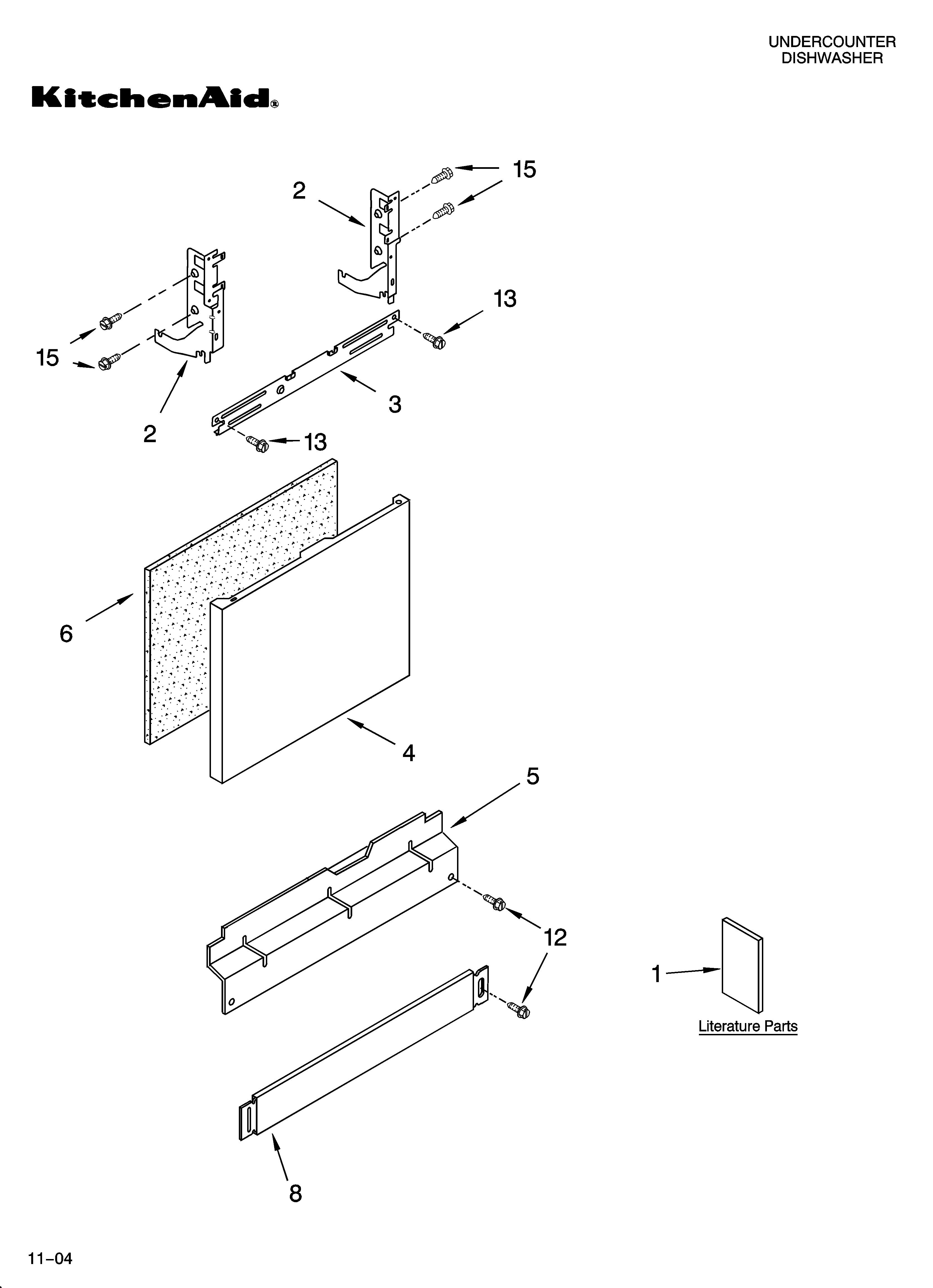 KitchenAid KUDC01TMBL6 door and panel parts diagram