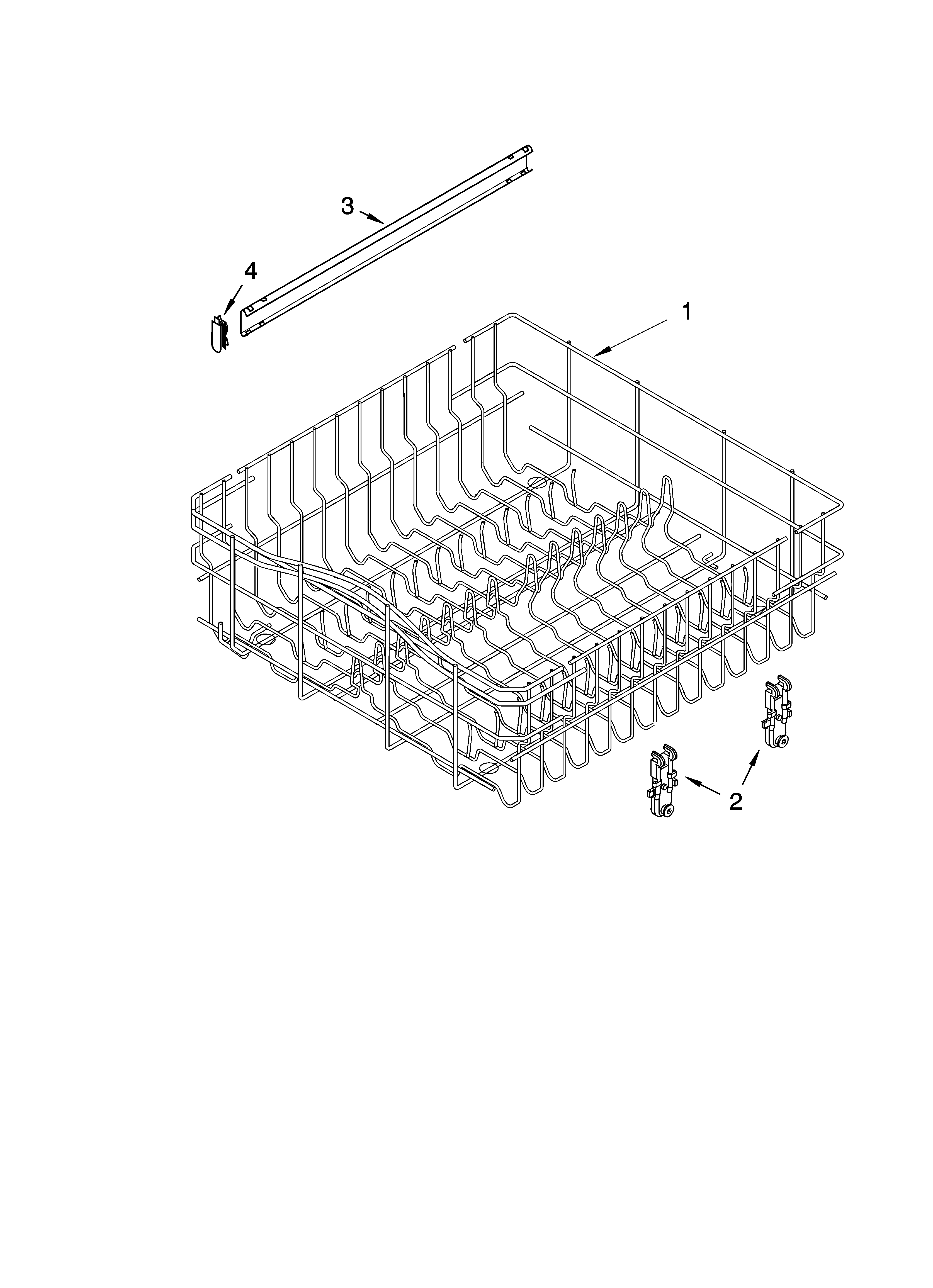 KitchenAid KUDC01TMBL6 upper rack and track parts diagram